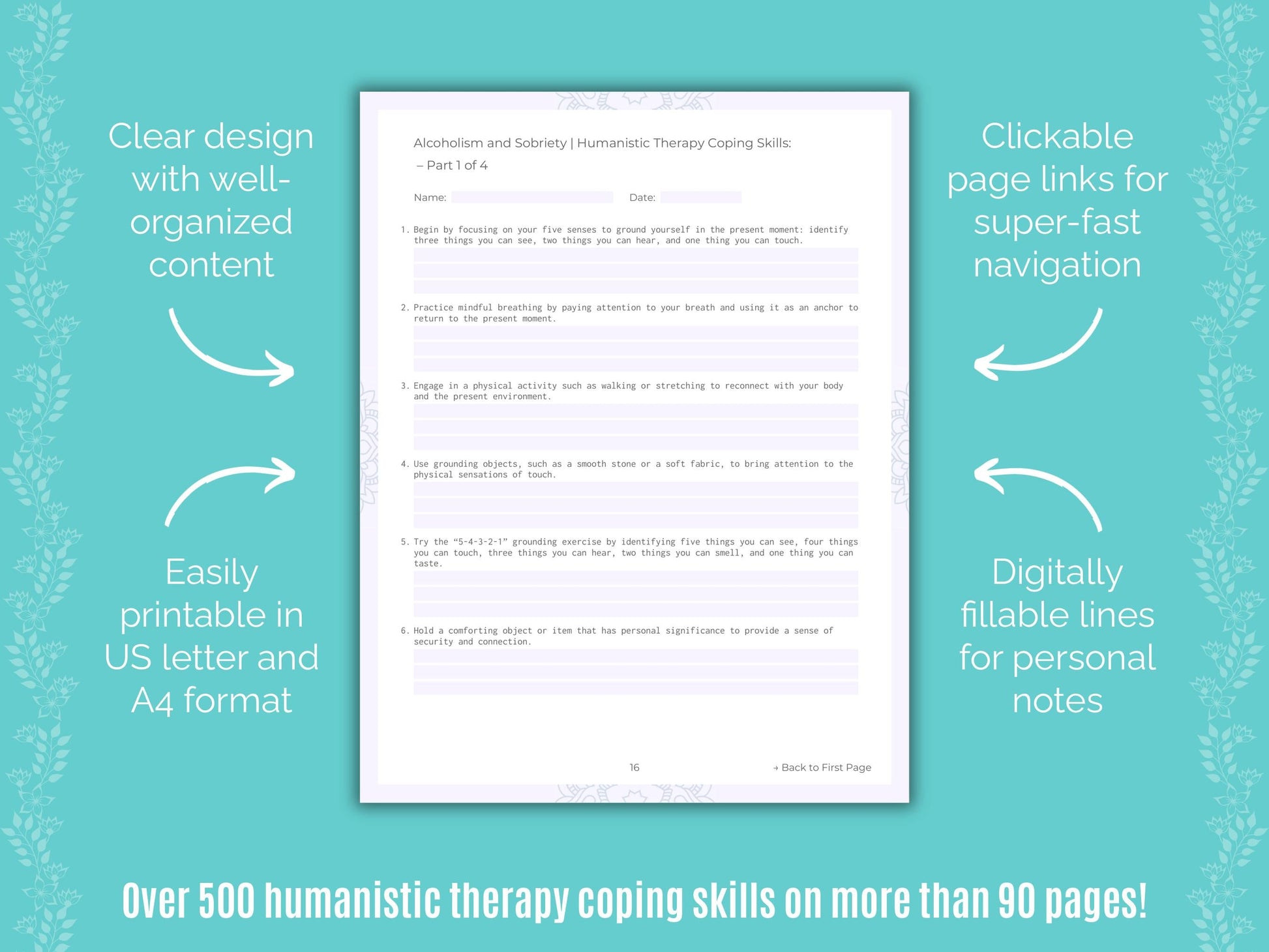 Alcoholism and Sobriety Humanistic Therapy Counseling Templates