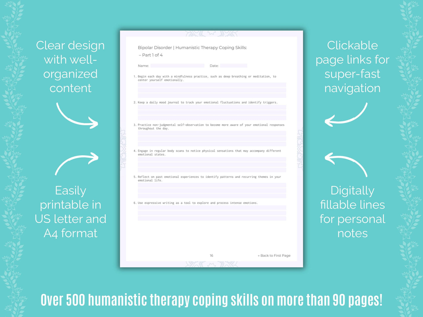 Bipolar Disorder Humanistic Therapy Counseling Templates