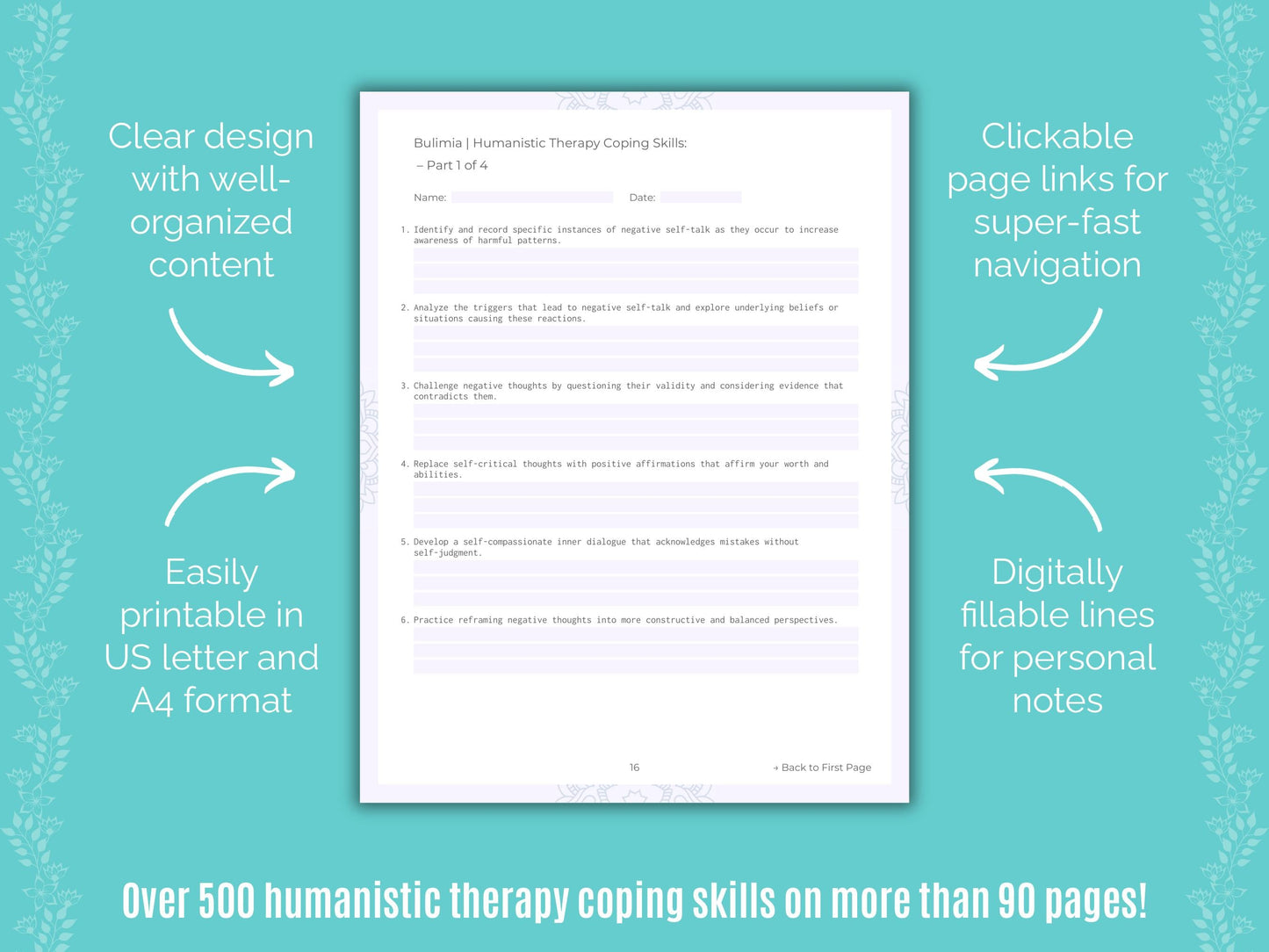 Bulimia Humanistic Therapy Counseling Templates