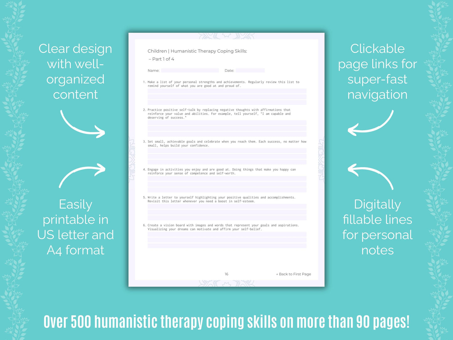 Children Humanistic Therapy Counseling Templates