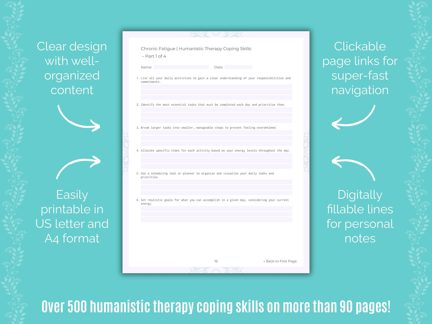 Chronic Fatigue Humanistic Therapy Counseling Templates