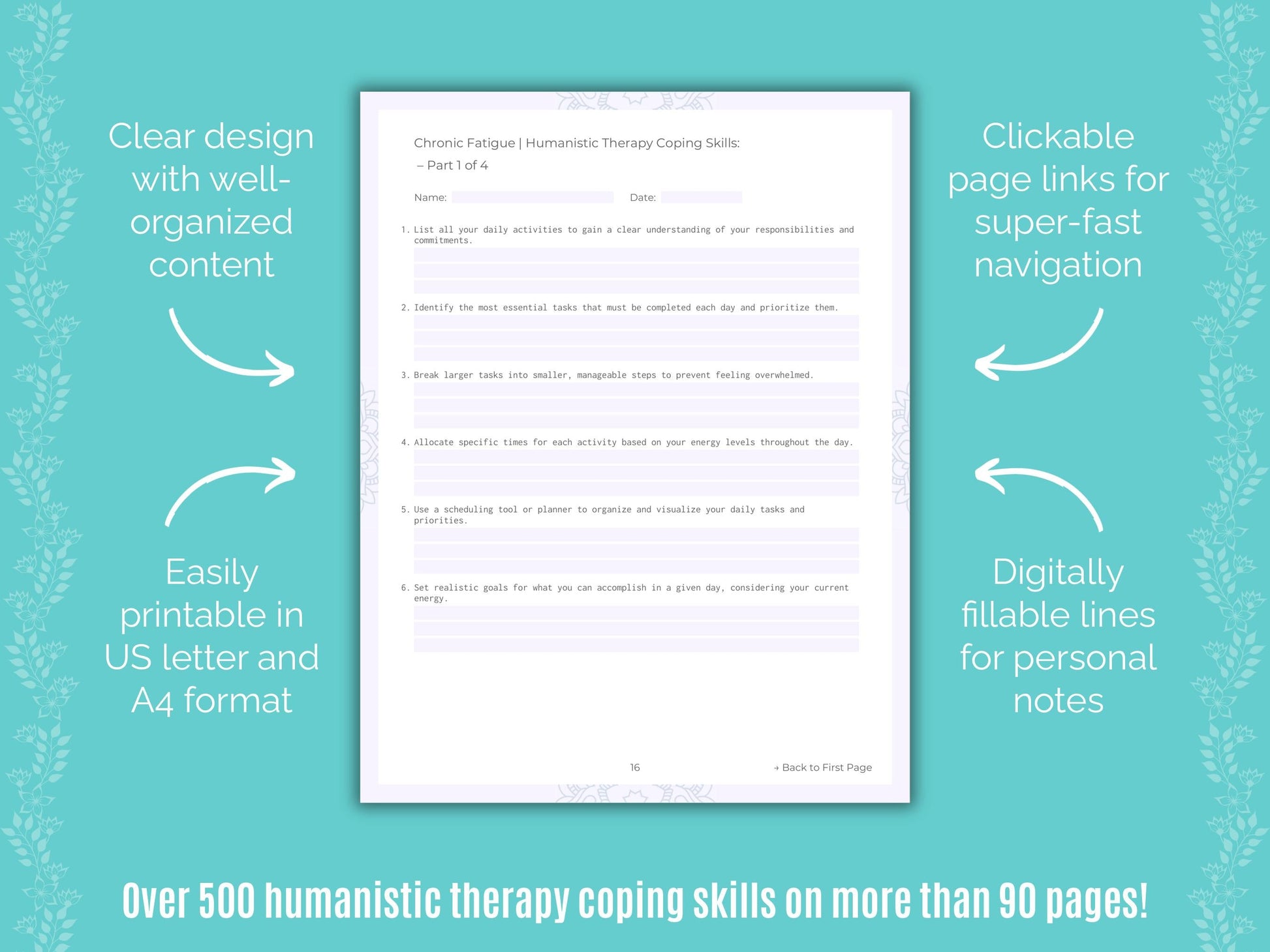 Chronic Fatigue Humanistic Therapy Counseling Templates