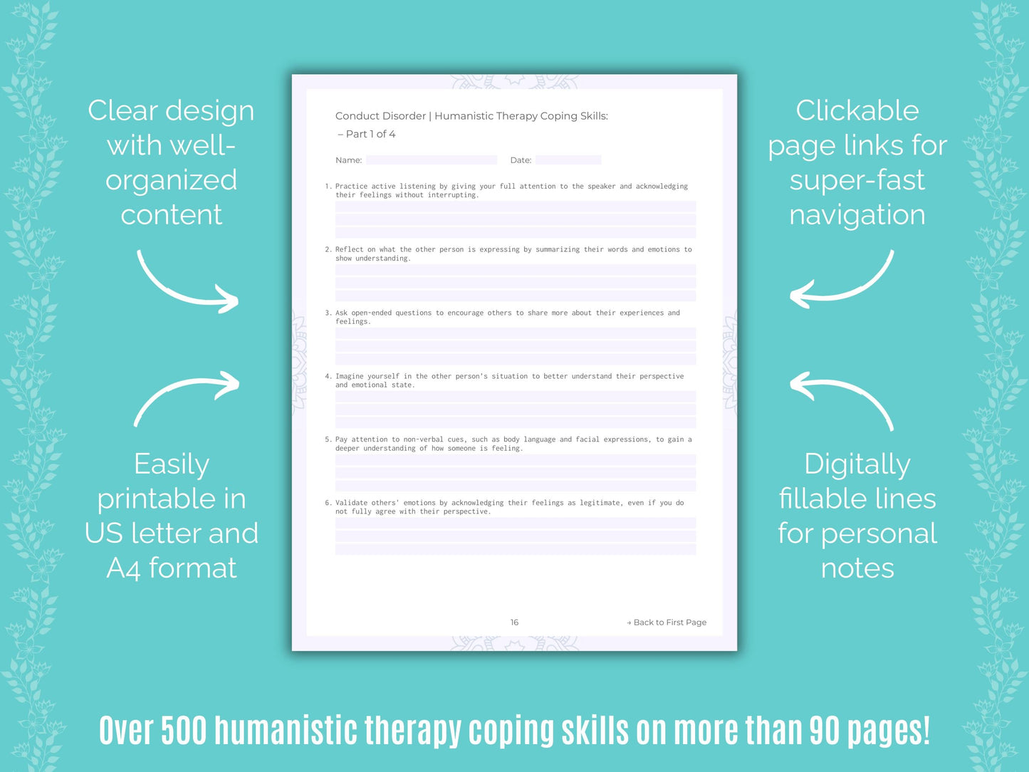 Conduct Disorder Humanistic Therapy Counseling Templates
