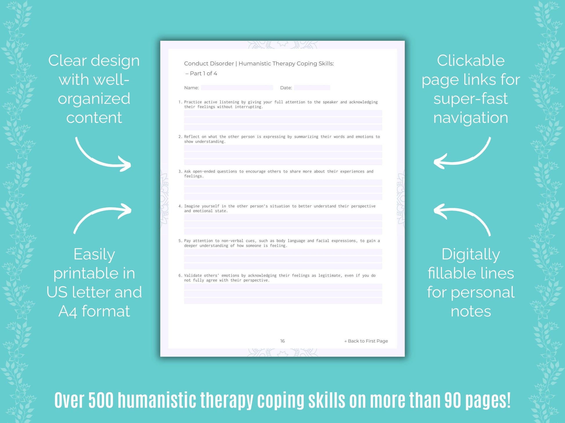Conduct Disorder Humanistic Therapy Counseling Templates