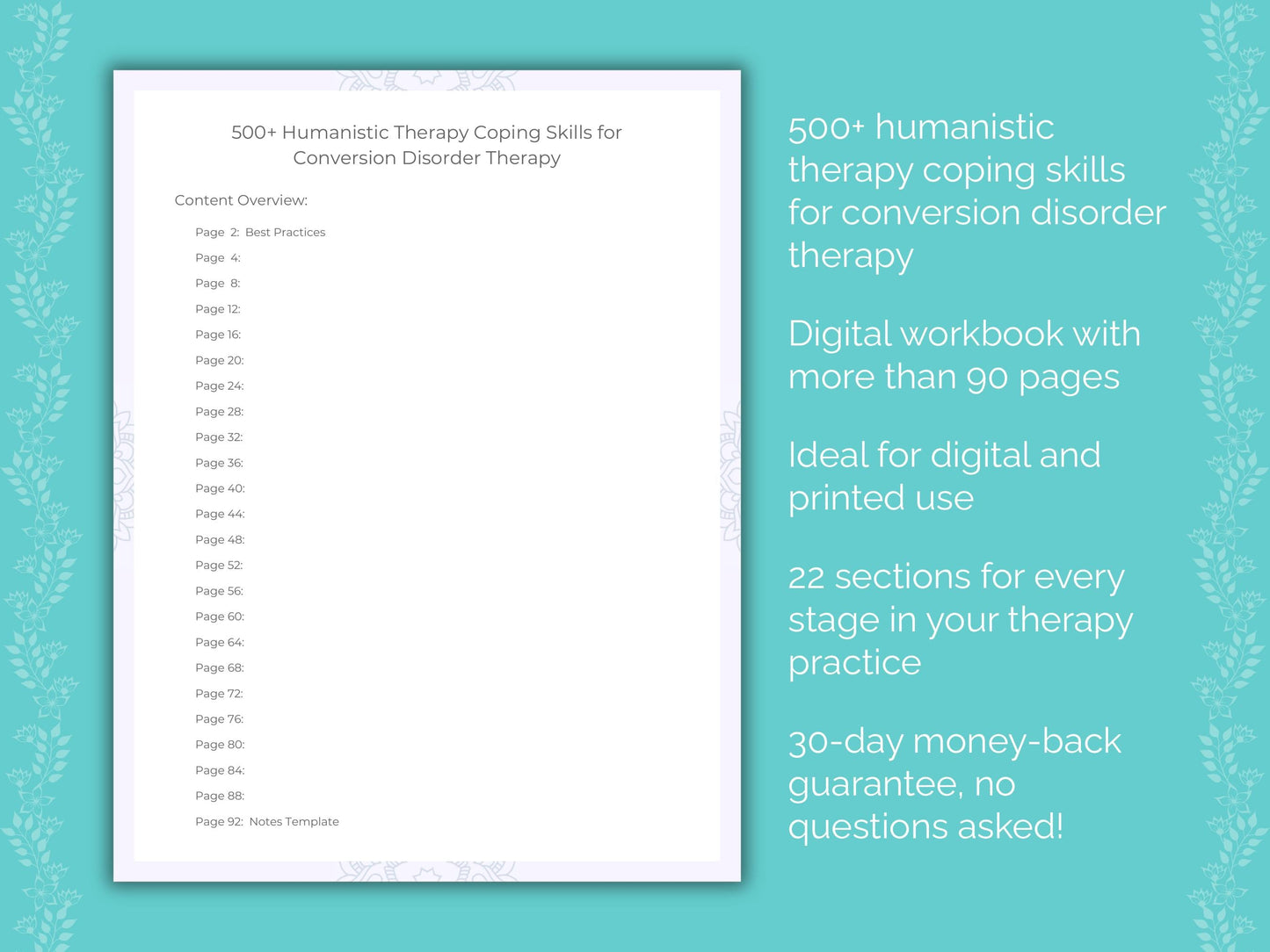 Conversion Disorder Humanistic Therapy Therapist Worksheets