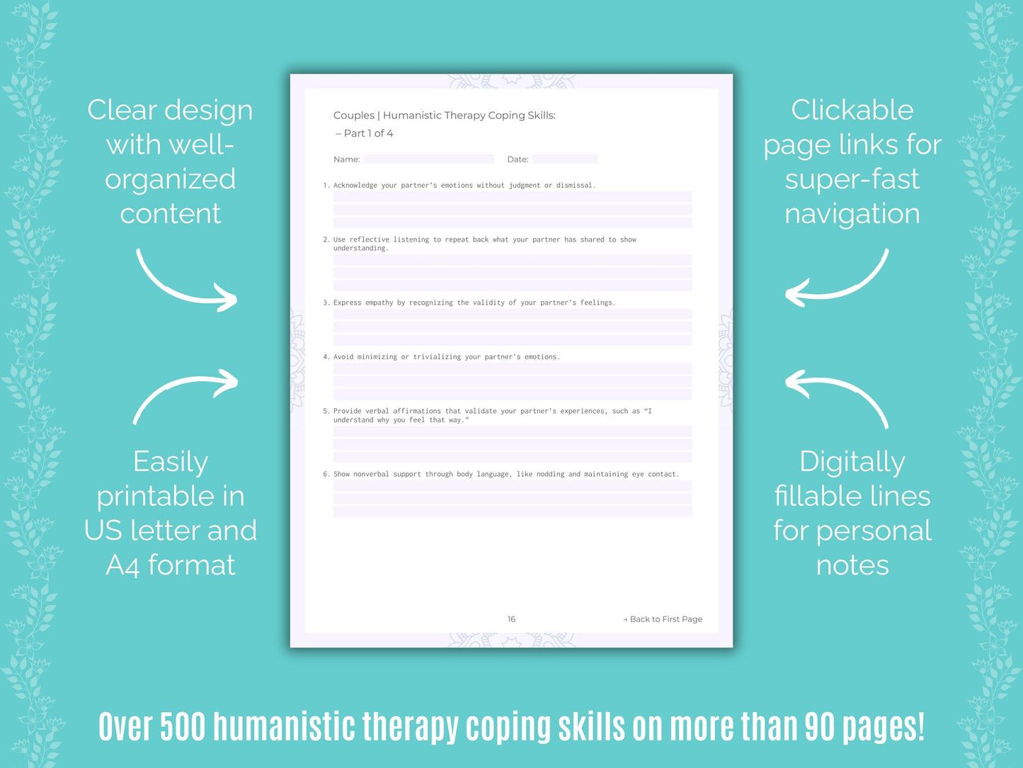 Couples Humanistic Therapy Counseling Templates