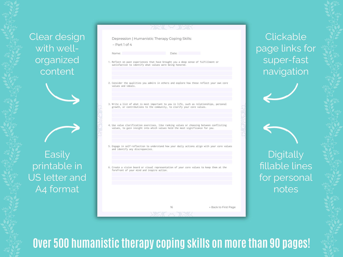 Depression Humanistic Therapy Counseling Templates