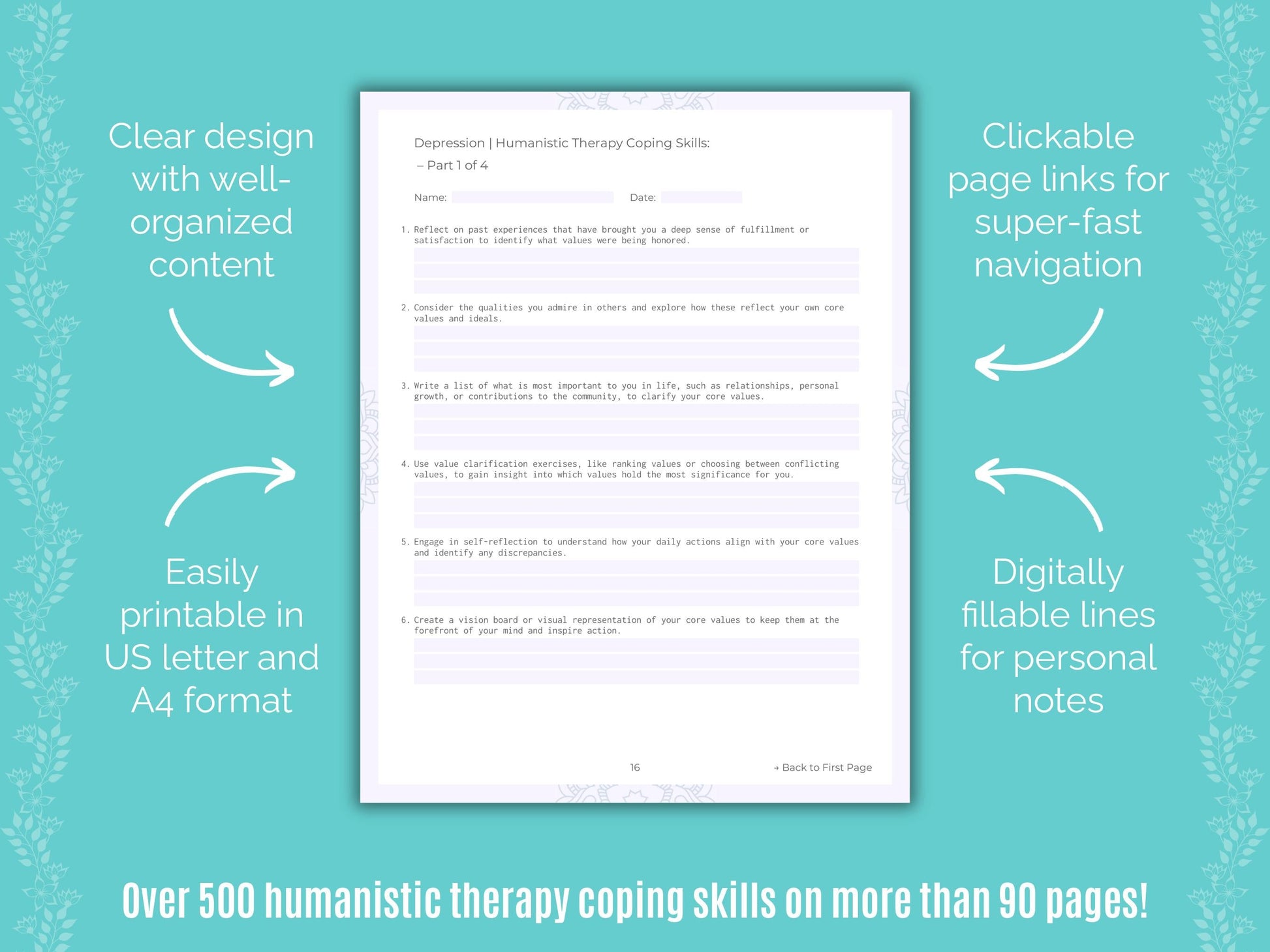 Depression Humanistic Therapy Counseling Templates