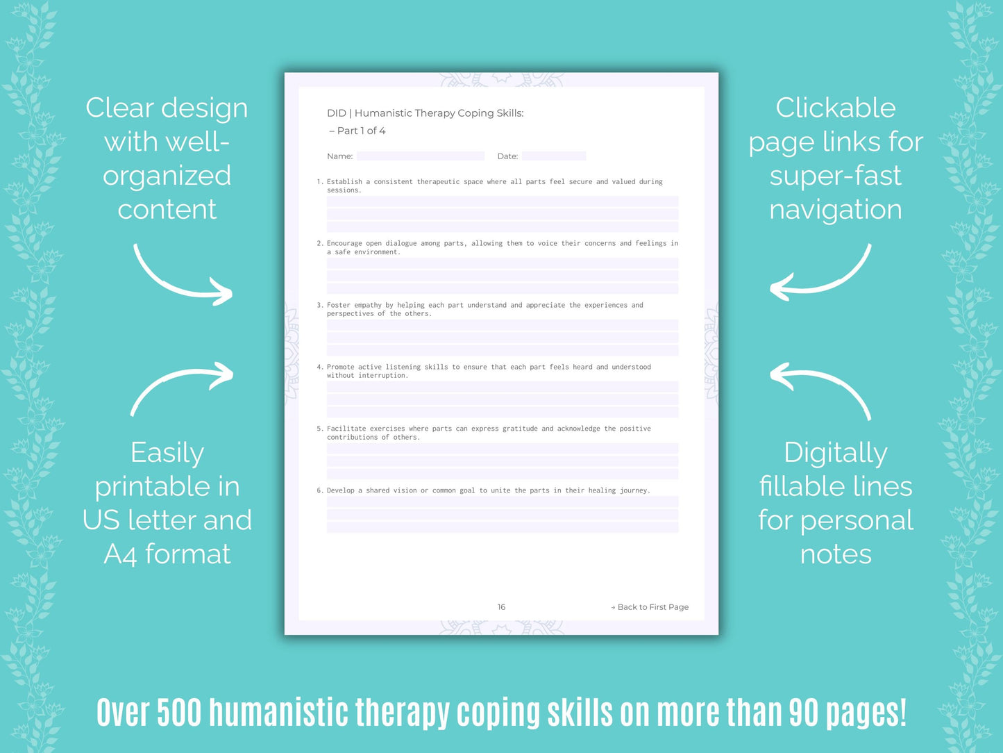 Dissociative Identity Disorder (DID) Humanistic Therapy Counseling Templates