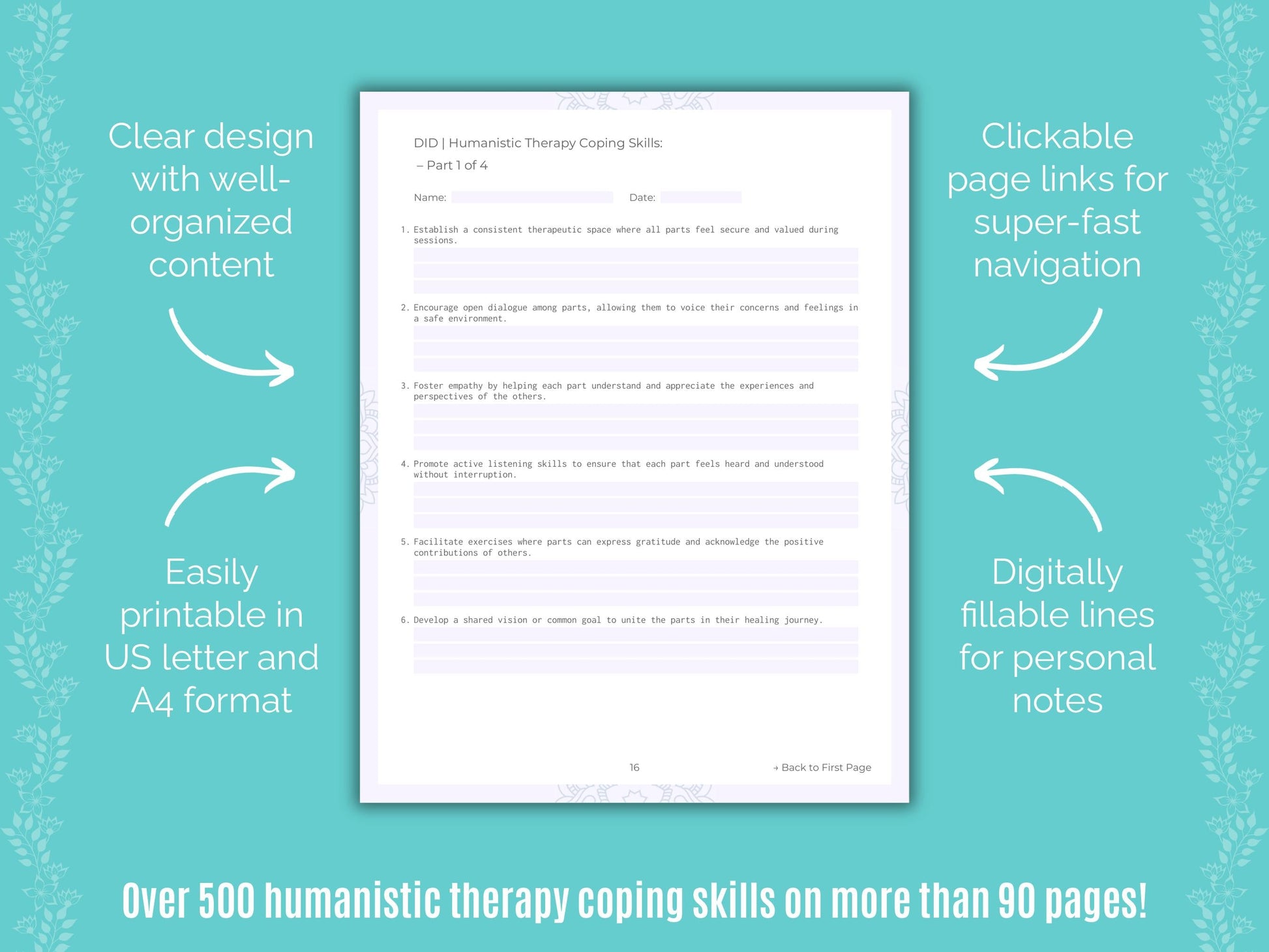 Dissociative Identity Disorder (DID) Humanistic Therapy Counseling Templates