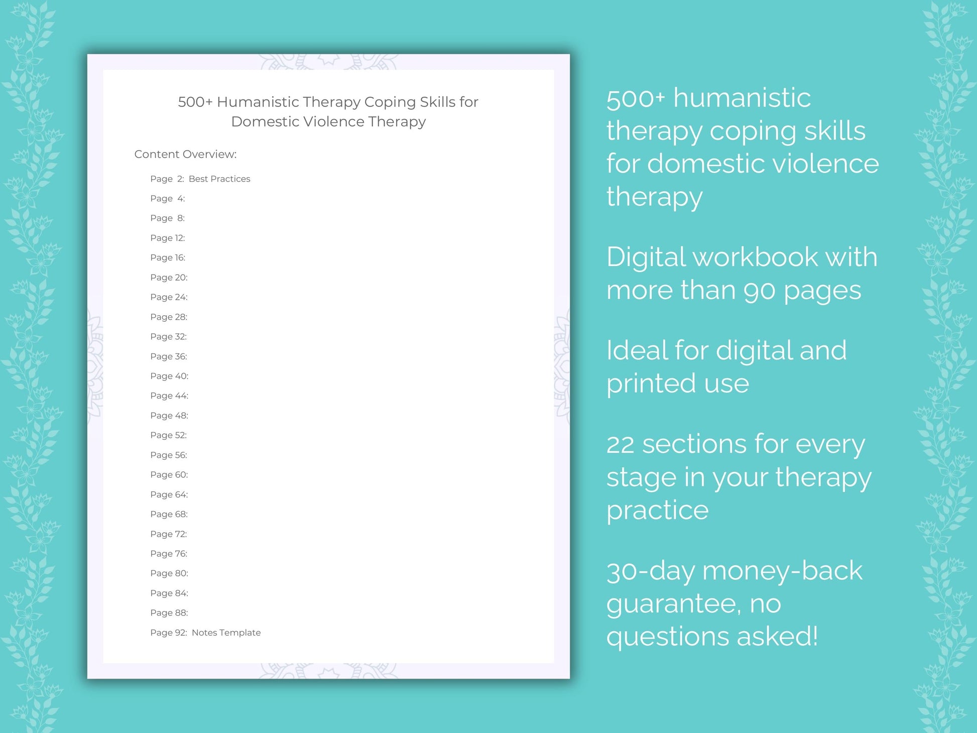 Domestic Violence Humanistic Therapy Therapist Worksheets