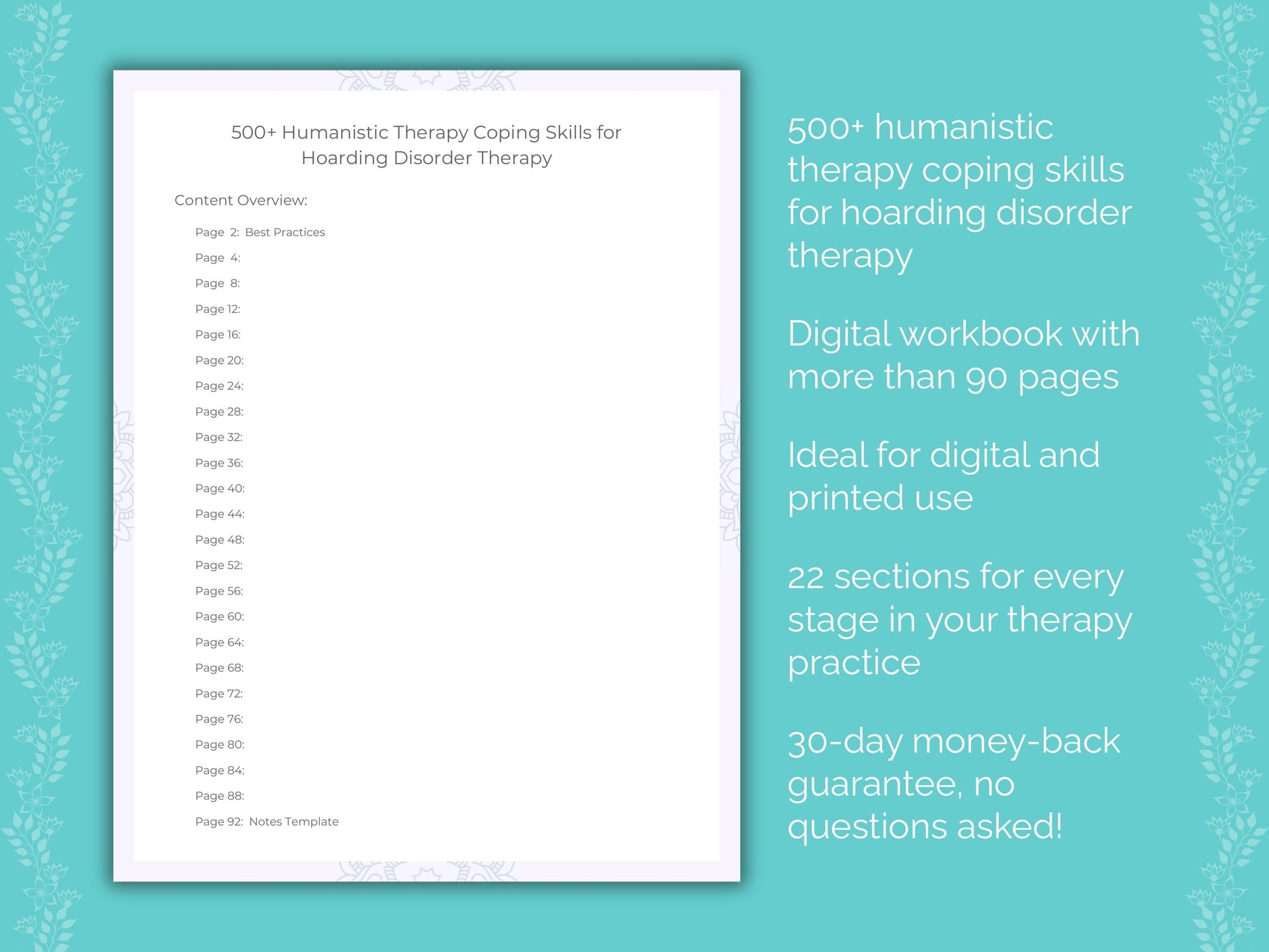 Hoarding Disorder Humanistic Therapy Therapist Worksheets