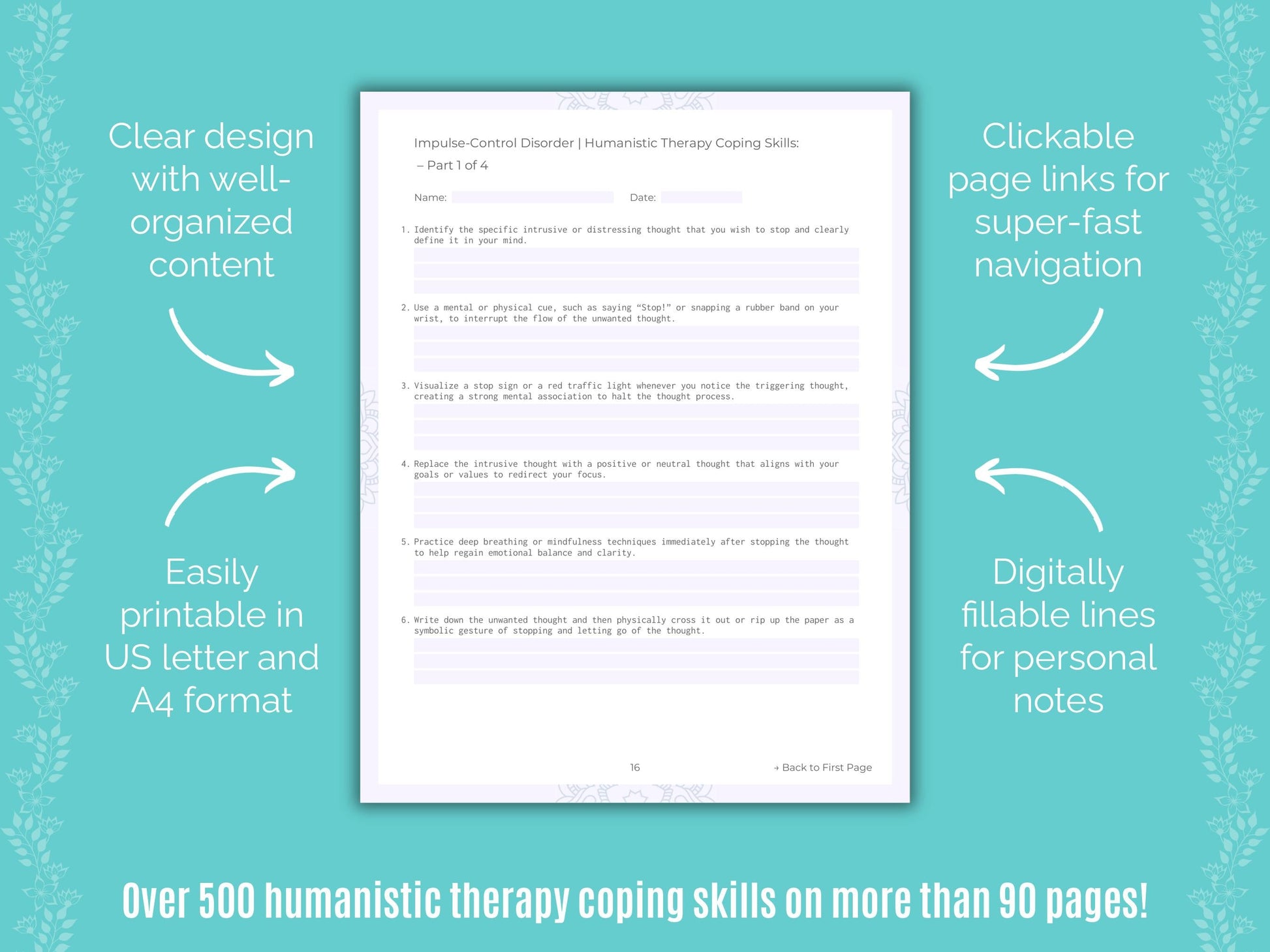 Impulse-Control Disorder (ICD) Humanistic Therapy Counseling Templates