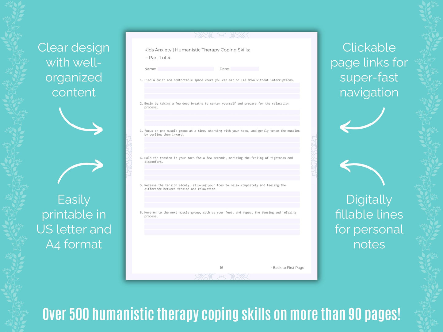 Kids Anxiety Humanistic Therapy Counseling Templates