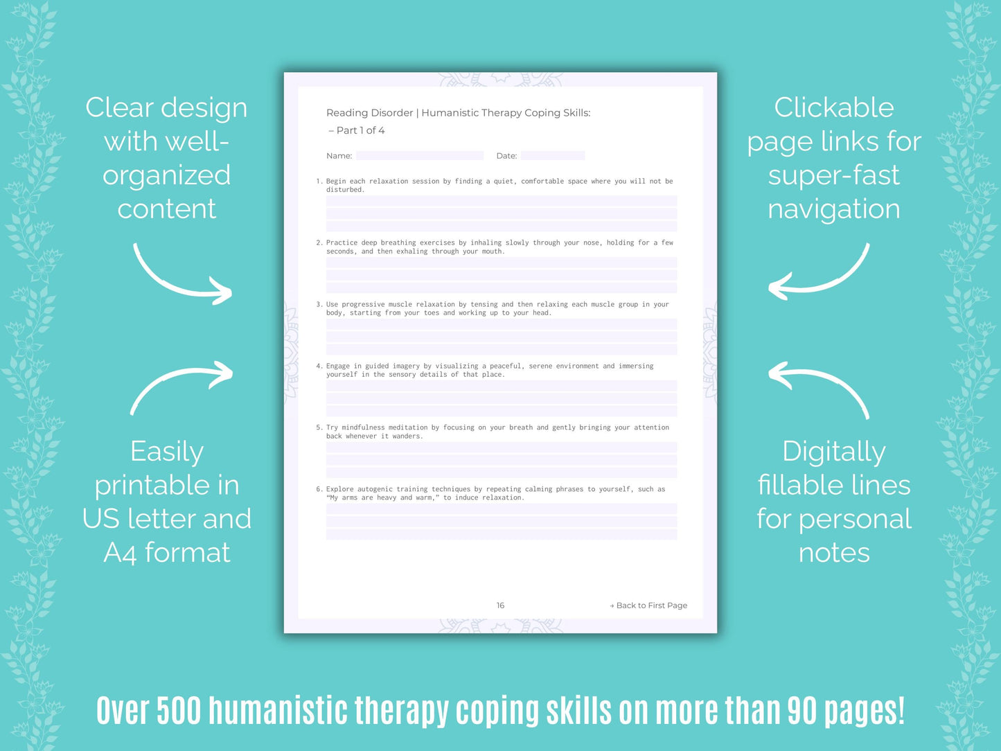 Reading Disorder Humanistic Therapy Counseling Templates