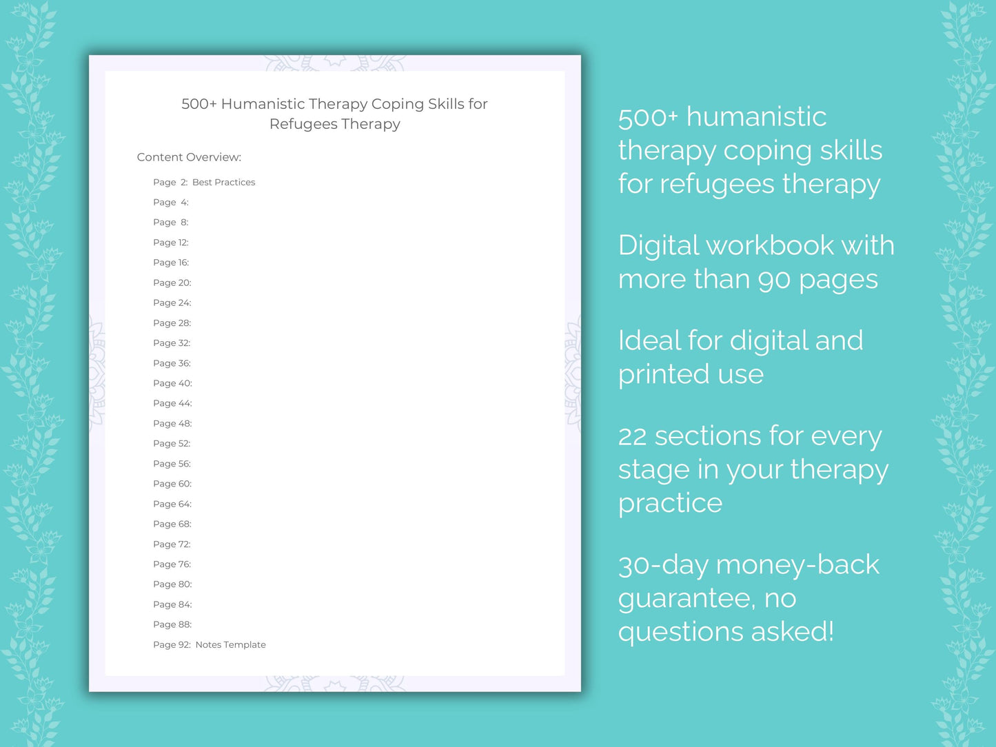 Refugees Humanistic Therapy Therapist Worksheets