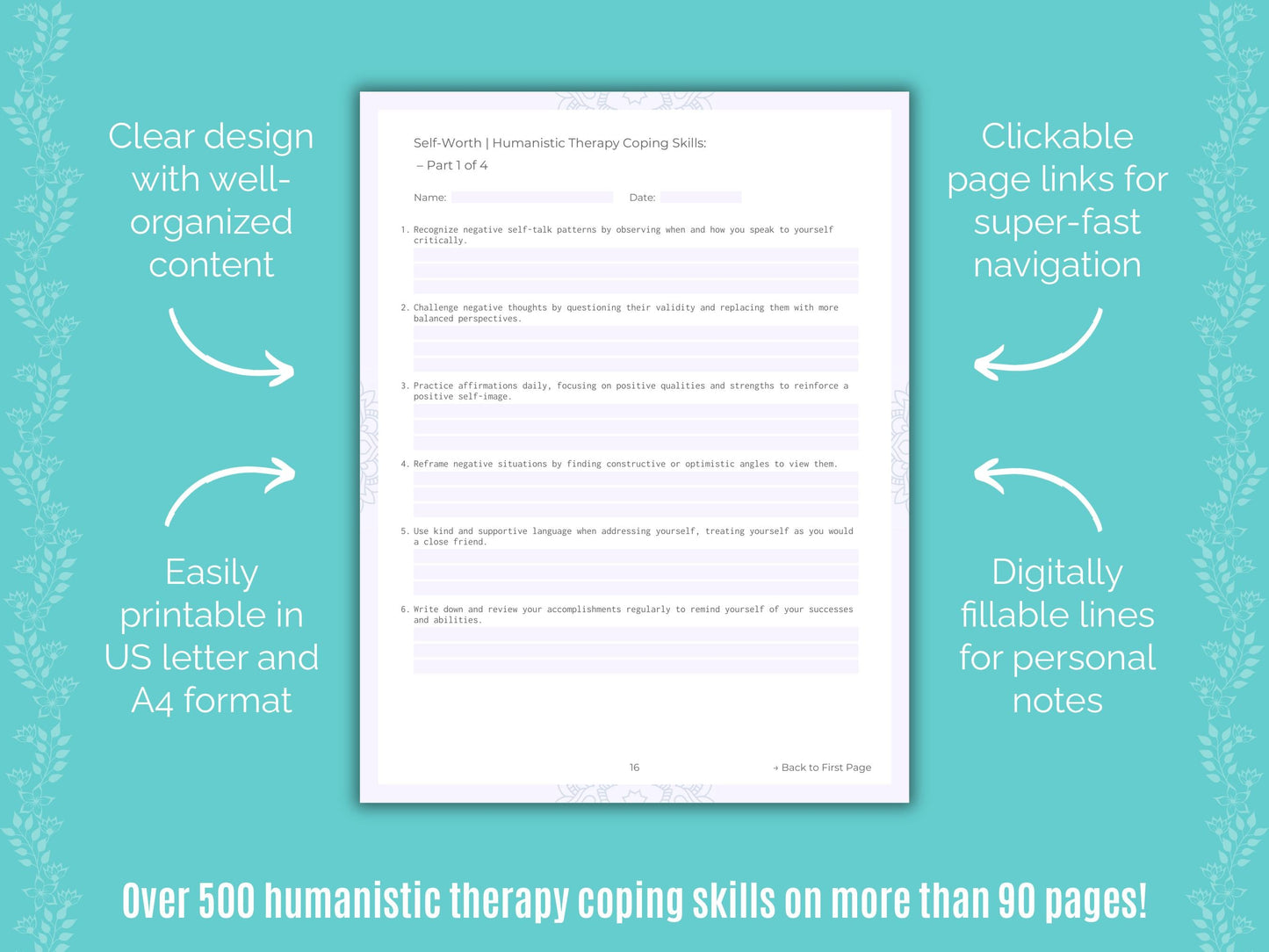 Self-Worth Humanistic Therapy Counseling Templates