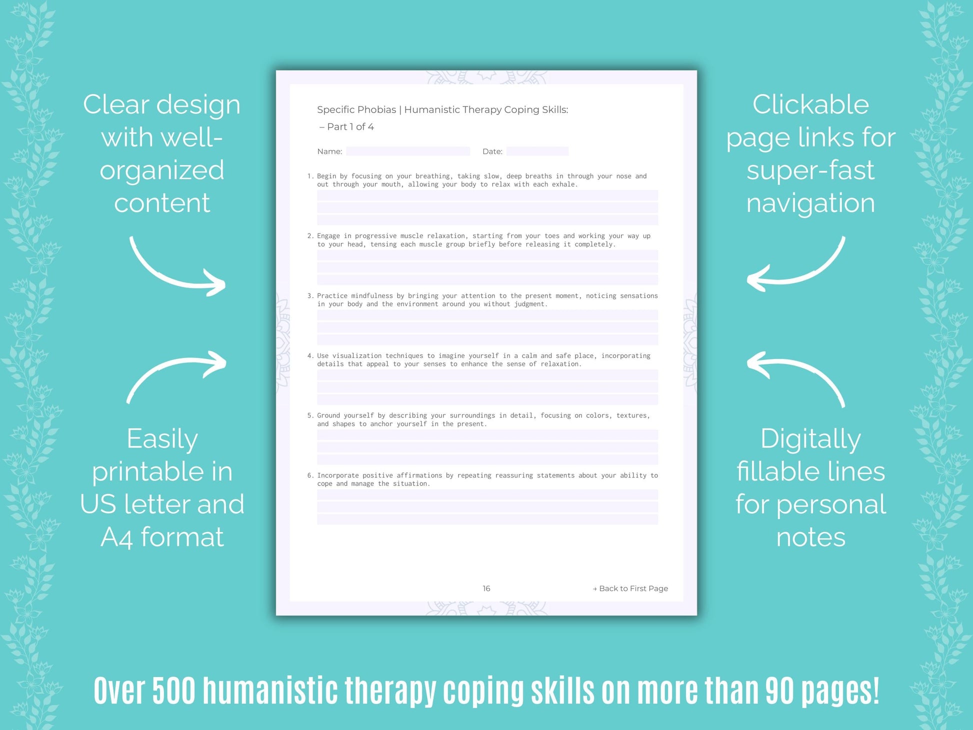 Specific Phobias Humanistic Therapy Counseling Templates