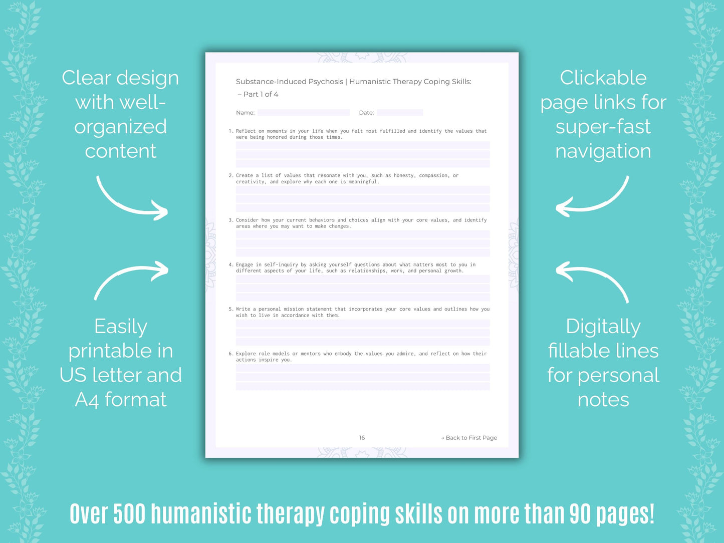Substance-Induced Psychosis Humanistic Therapy Counseling Templates