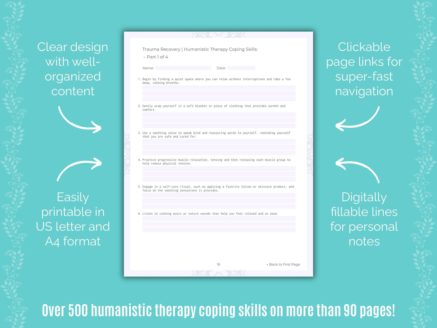 Trauma Recovery Humanistic Therapy Counseling Templates