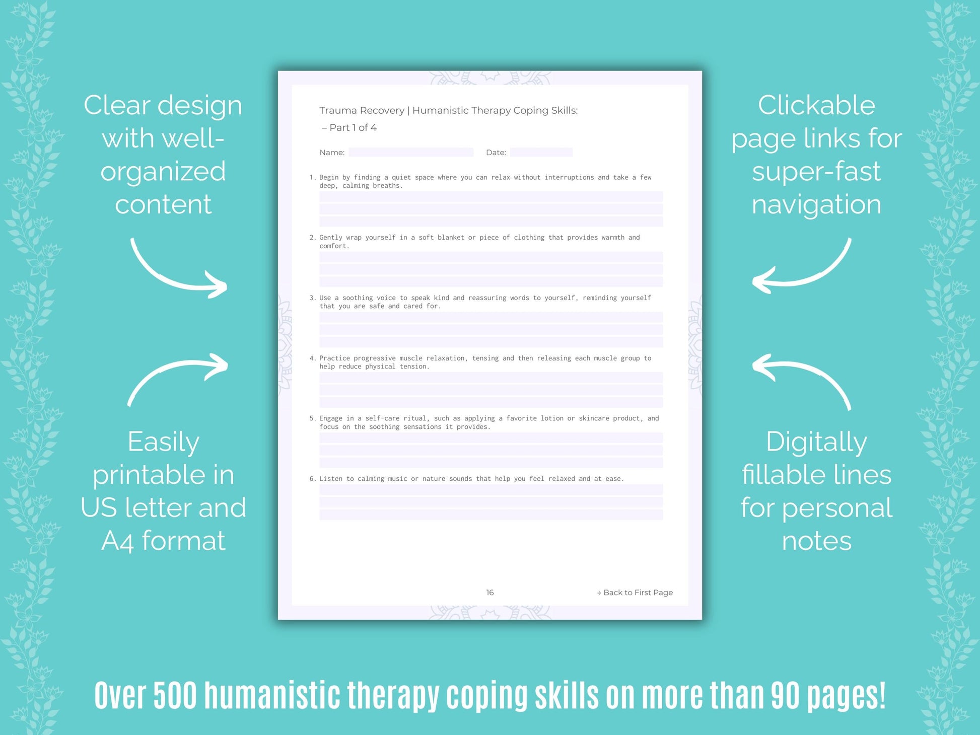 Trauma Recovery Humanistic Therapy Counseling Templates