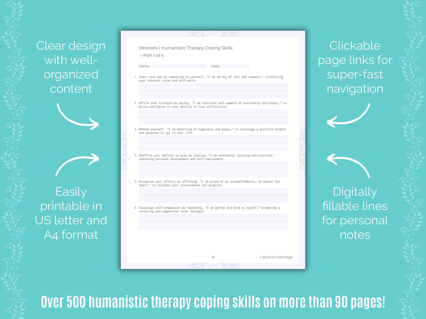 Veterans Humanistic Therapy Counseling Templates