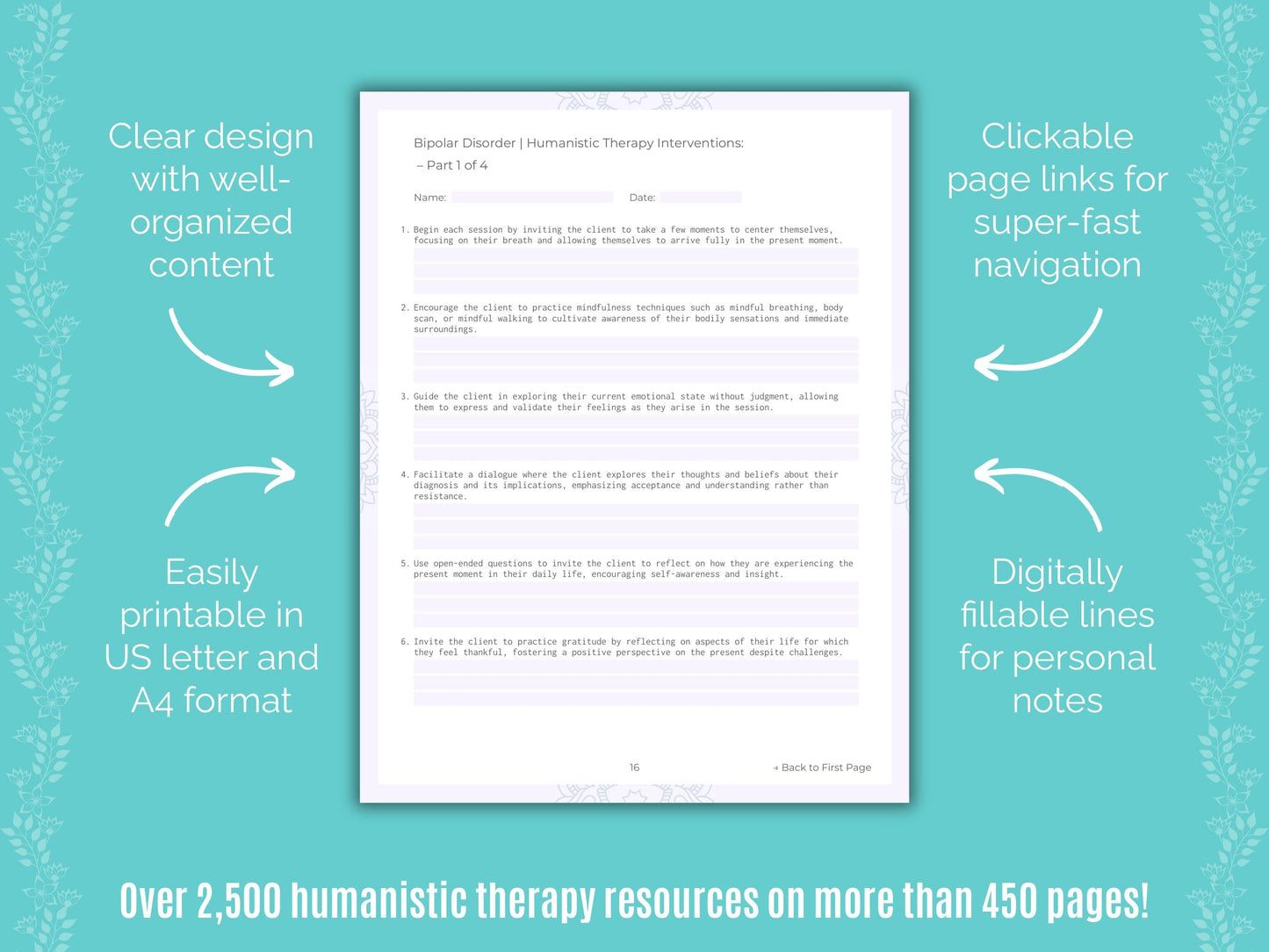 Bipolar Disorder Humanistic Therapy Counseling Templates