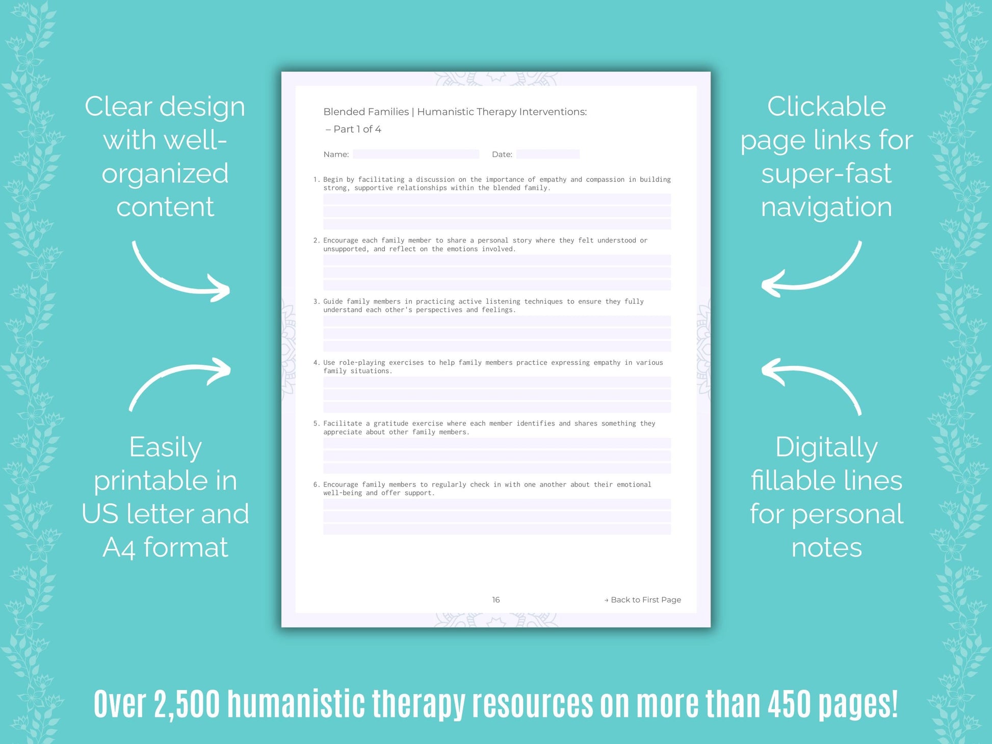 Blended Families Humanistic Therapy Counseling Templates