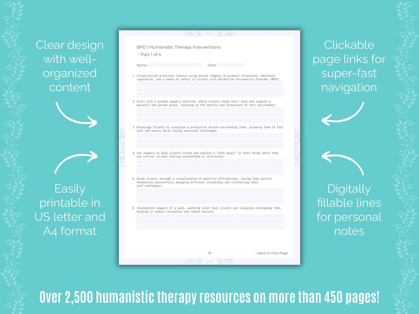 Borderline Personality Disorder (BPD) Humanistic Therapy Counseling Templates