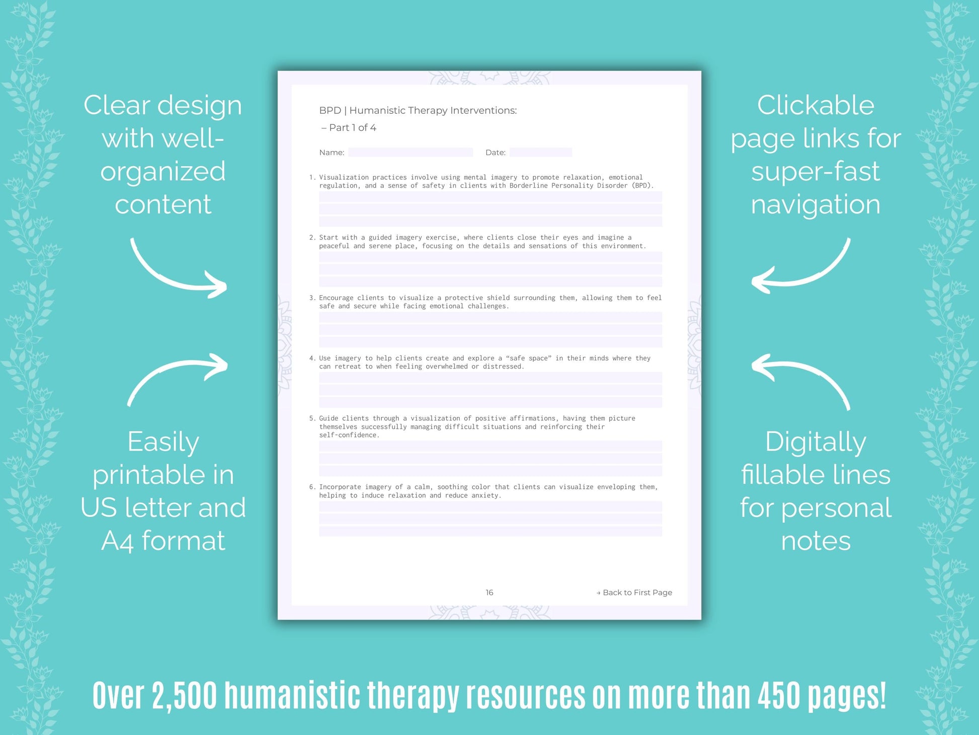 Borderline Personality Disorder (BPD) Humanistic Therapy Counseling Templates