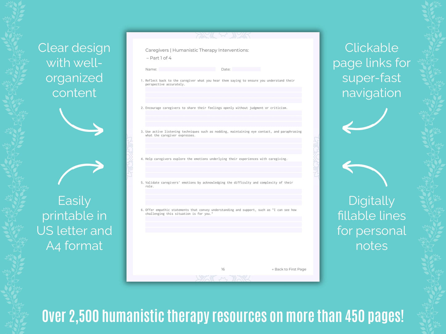 Caregivers Humanistic Therapy Counseling Templates