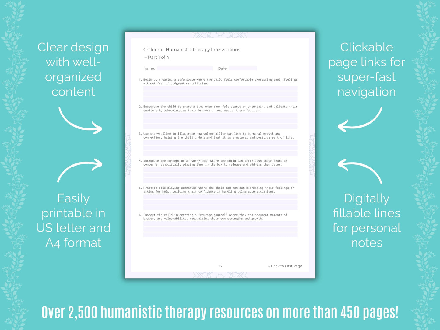 Children Humanistic Therapy Counseling Templates