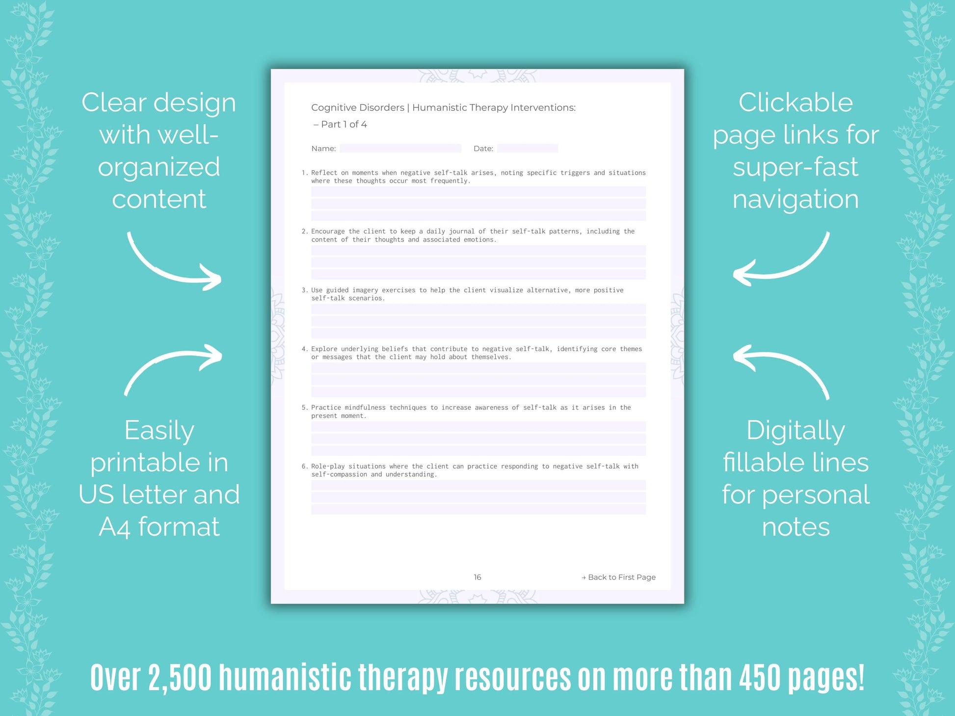 Cognitive Disorders Humanistic Therapy Counseling Templates