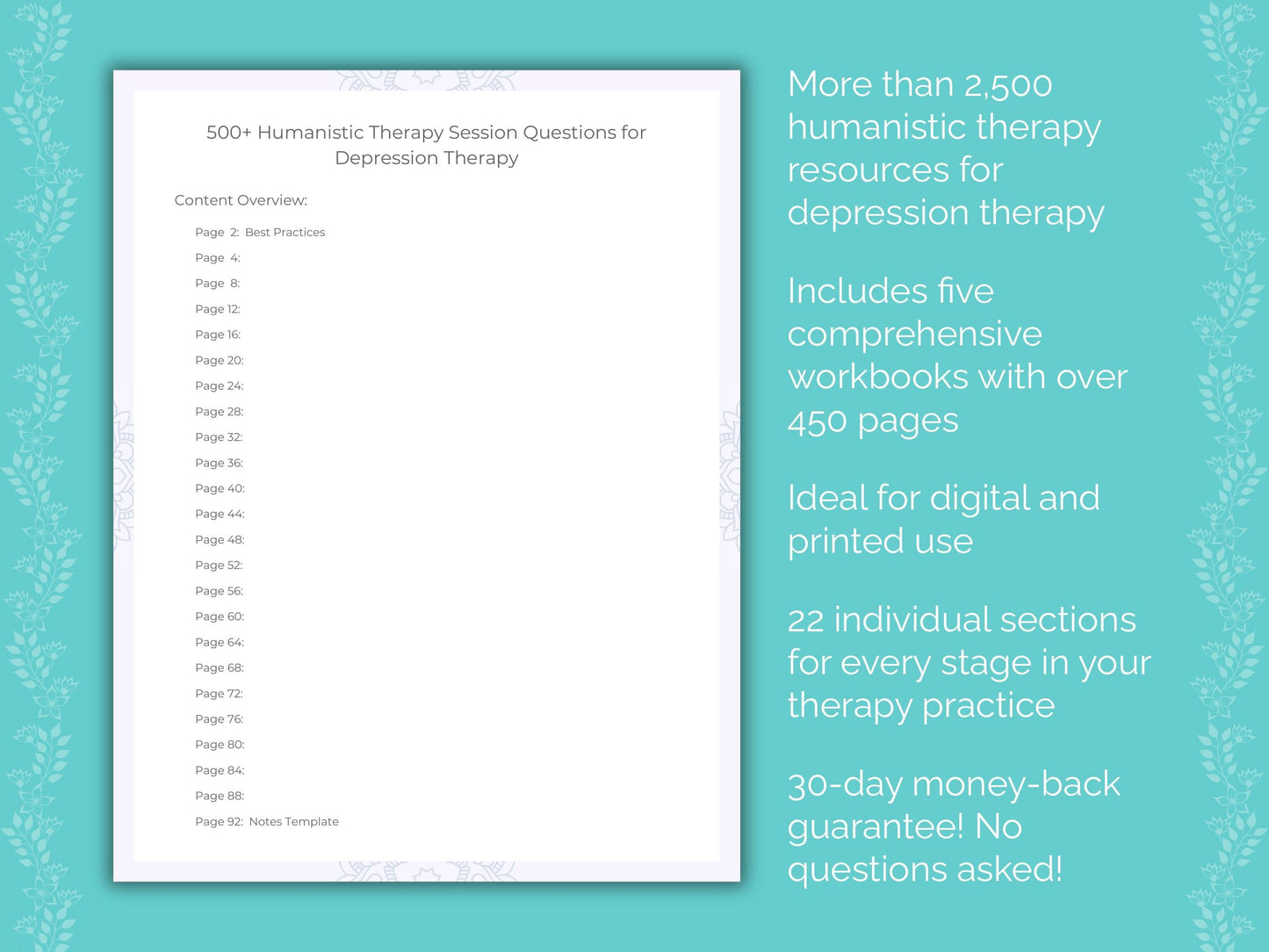 Depression Humanistic Therapy Therapist Worksheets