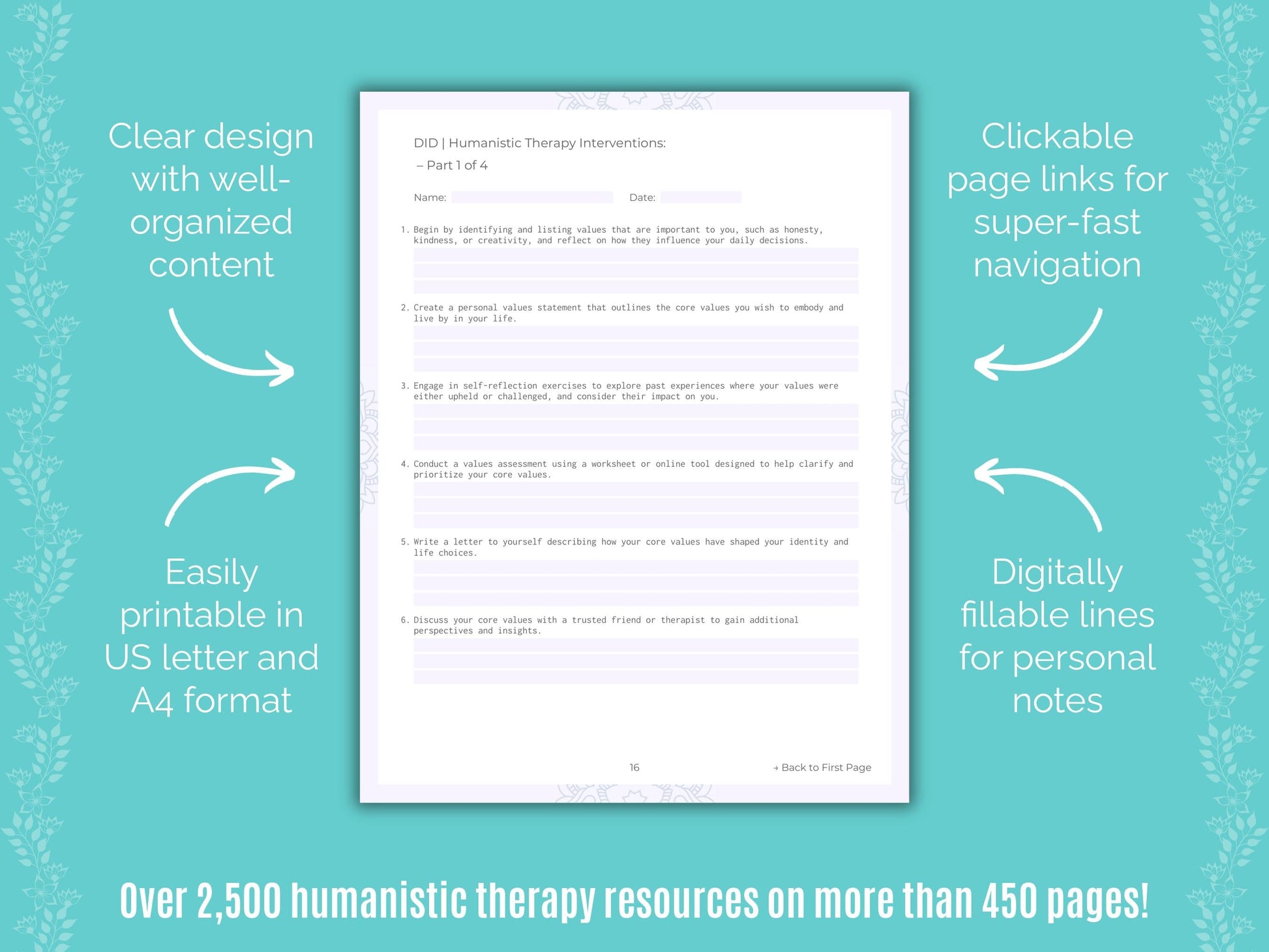 Dissociative Identity Disorder (DID) Humanistic Therapy Counseling Templates