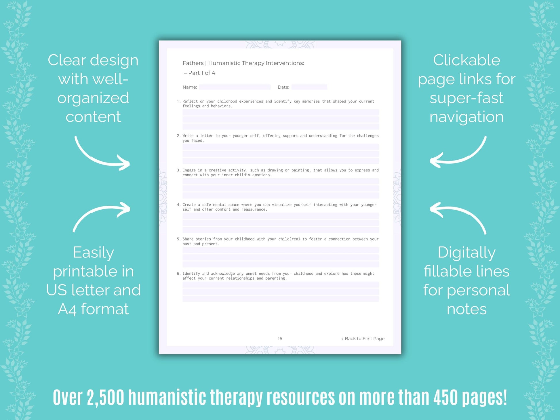 Fathers Humanistic Therapy Counseling Templates