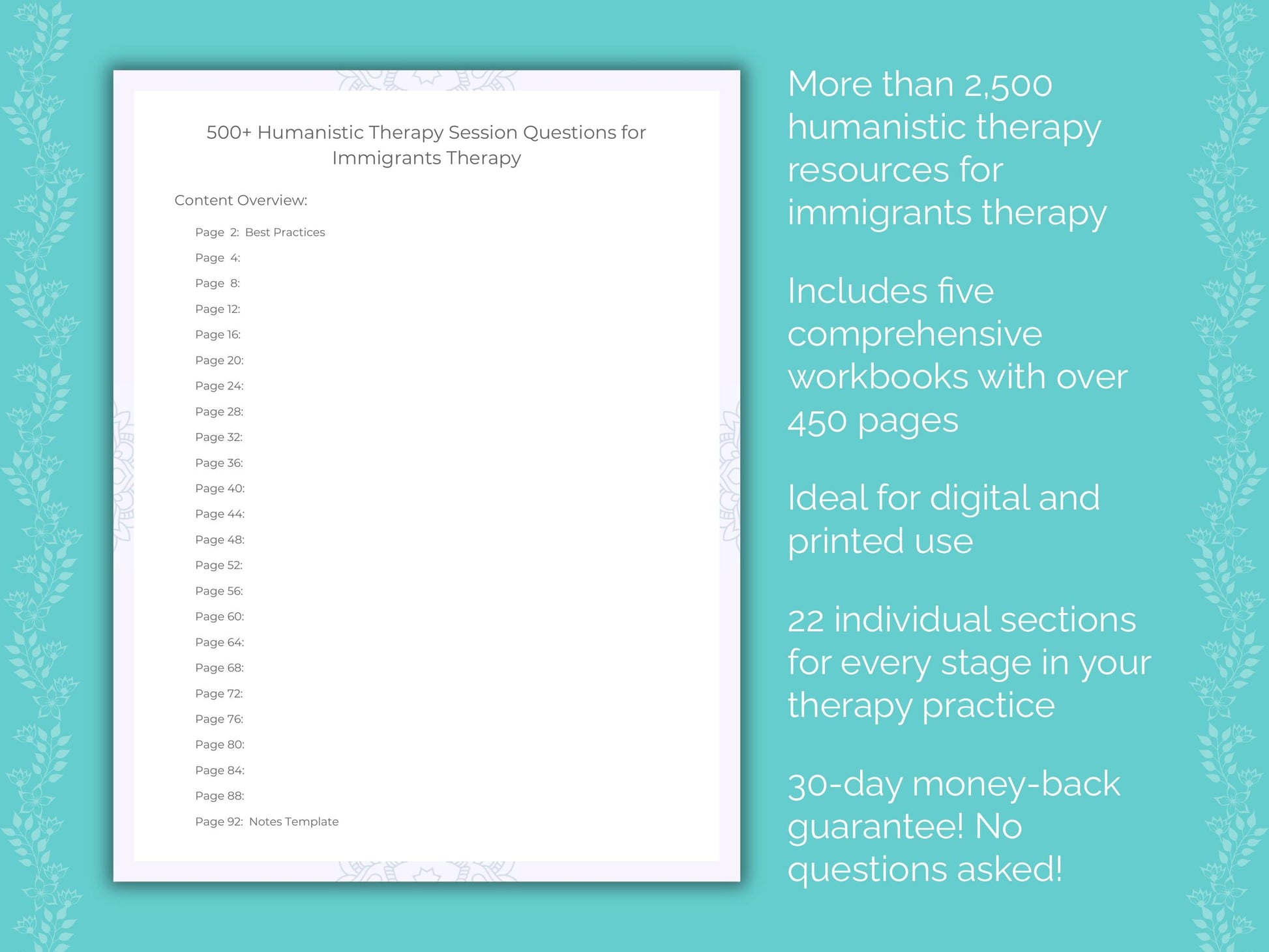 Immigrants Humanistic Therapy Therapist Worksheets