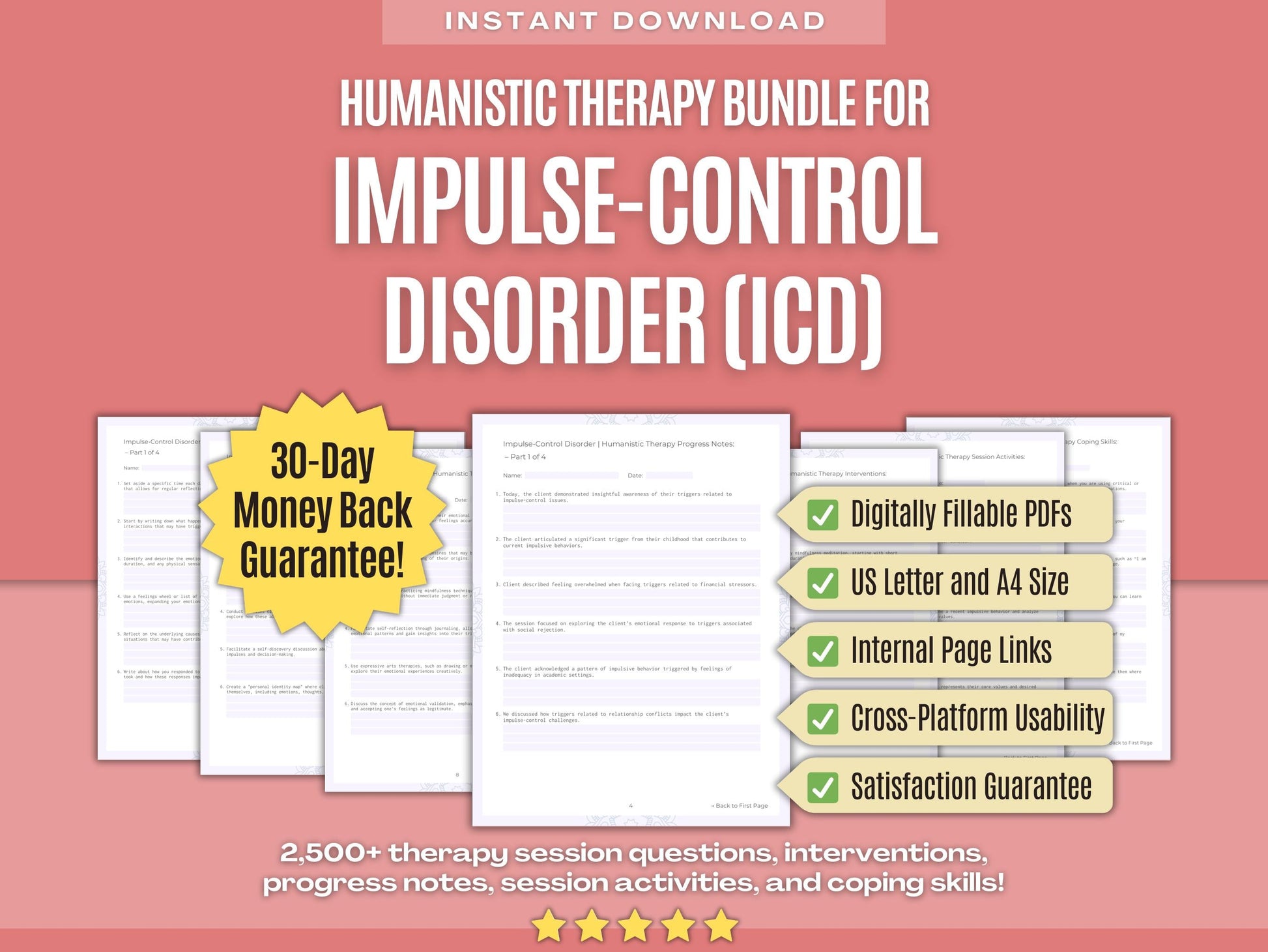 Impulse-Control Disorder (ICD) Humanistic Therapy Psychology Workbooks