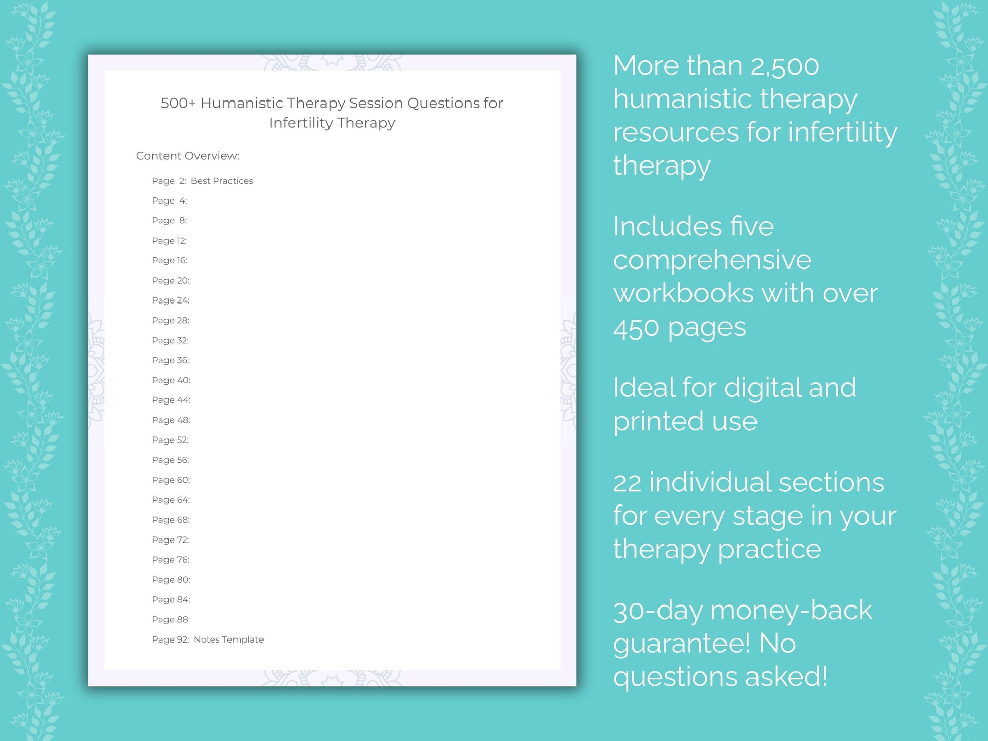 Infertility Humanistic Therapy Therapist Worksheets