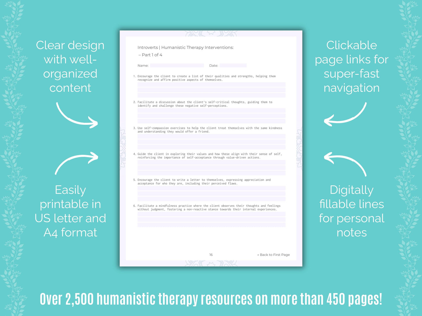 Introversion Humanistic Therapy Counseling Templates