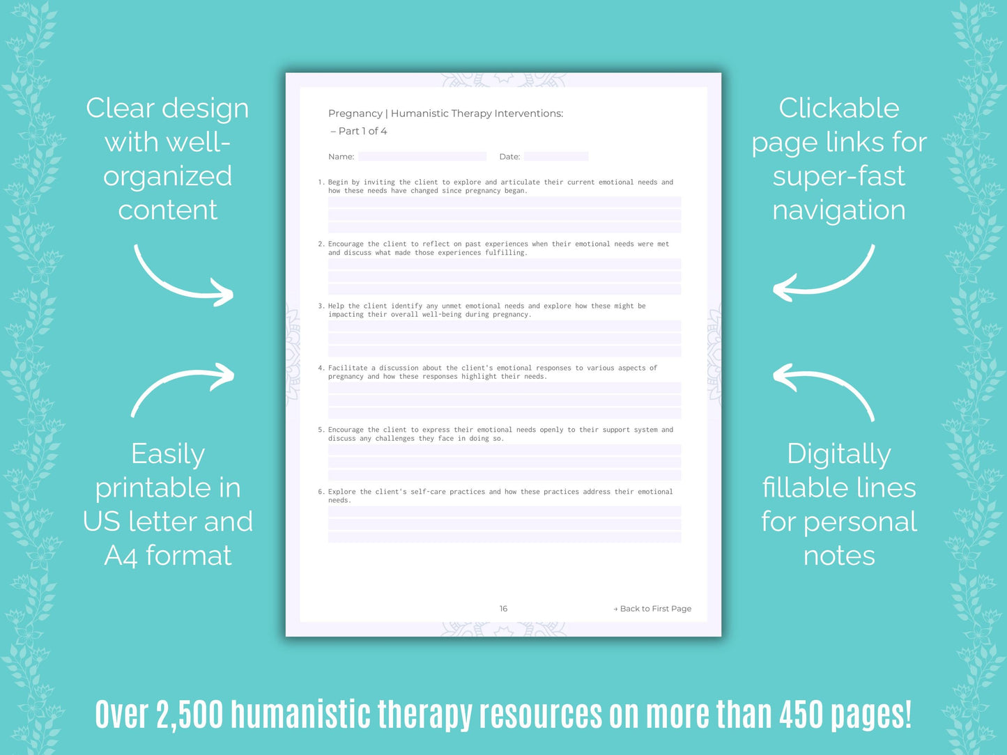 Pregnancy Humanistic Therapy Counseling Templates