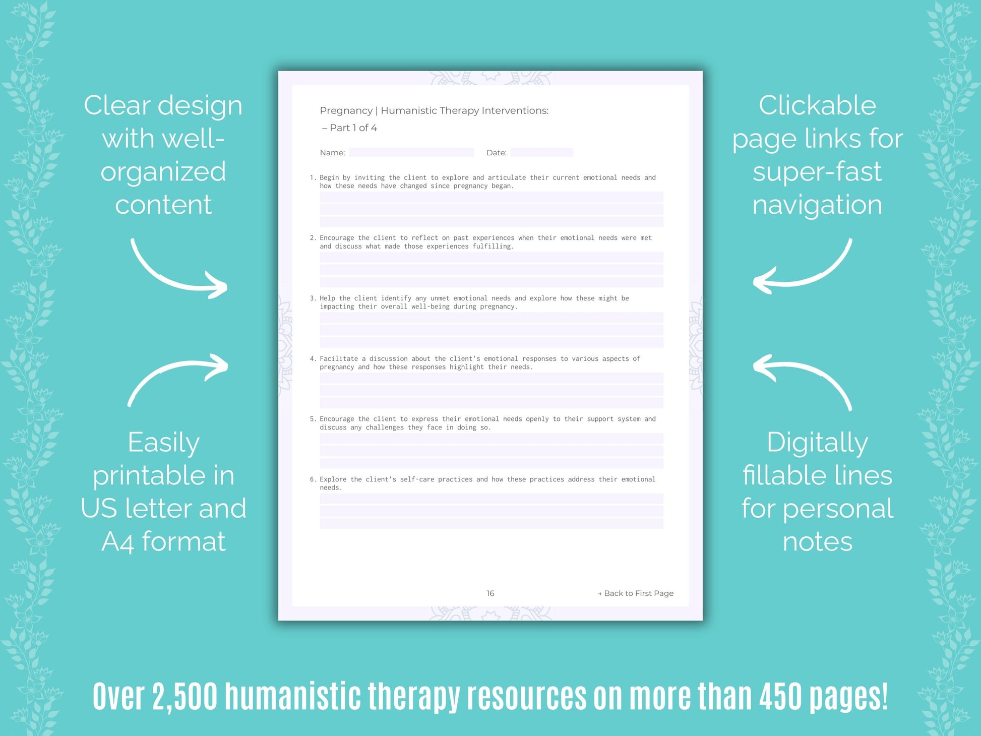 Pregnancy Humanistic Therapy Counseling Templates