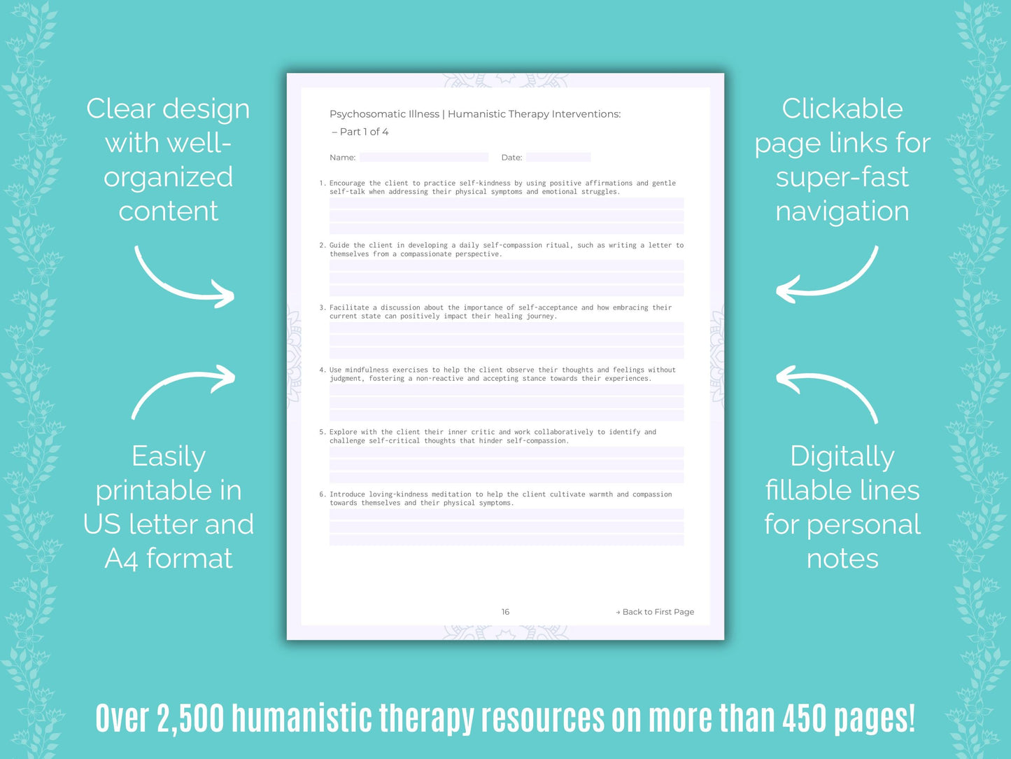 Psychosomatic Illness Humanistic Therapy Counseling Templates