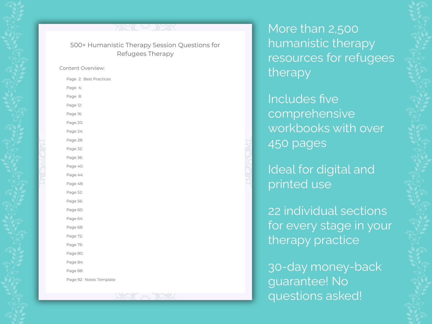 Refugees Humanistic Therapy Therapist Worksheets