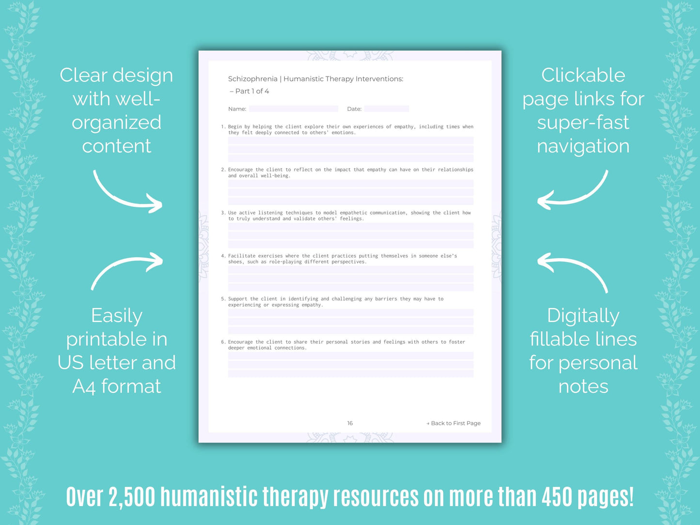 Schizophrenia Humanistic Therapy Counseling Templates