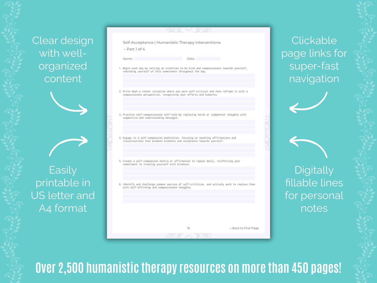 Self-Acceptance Humanistic Therapy Counseling Templates