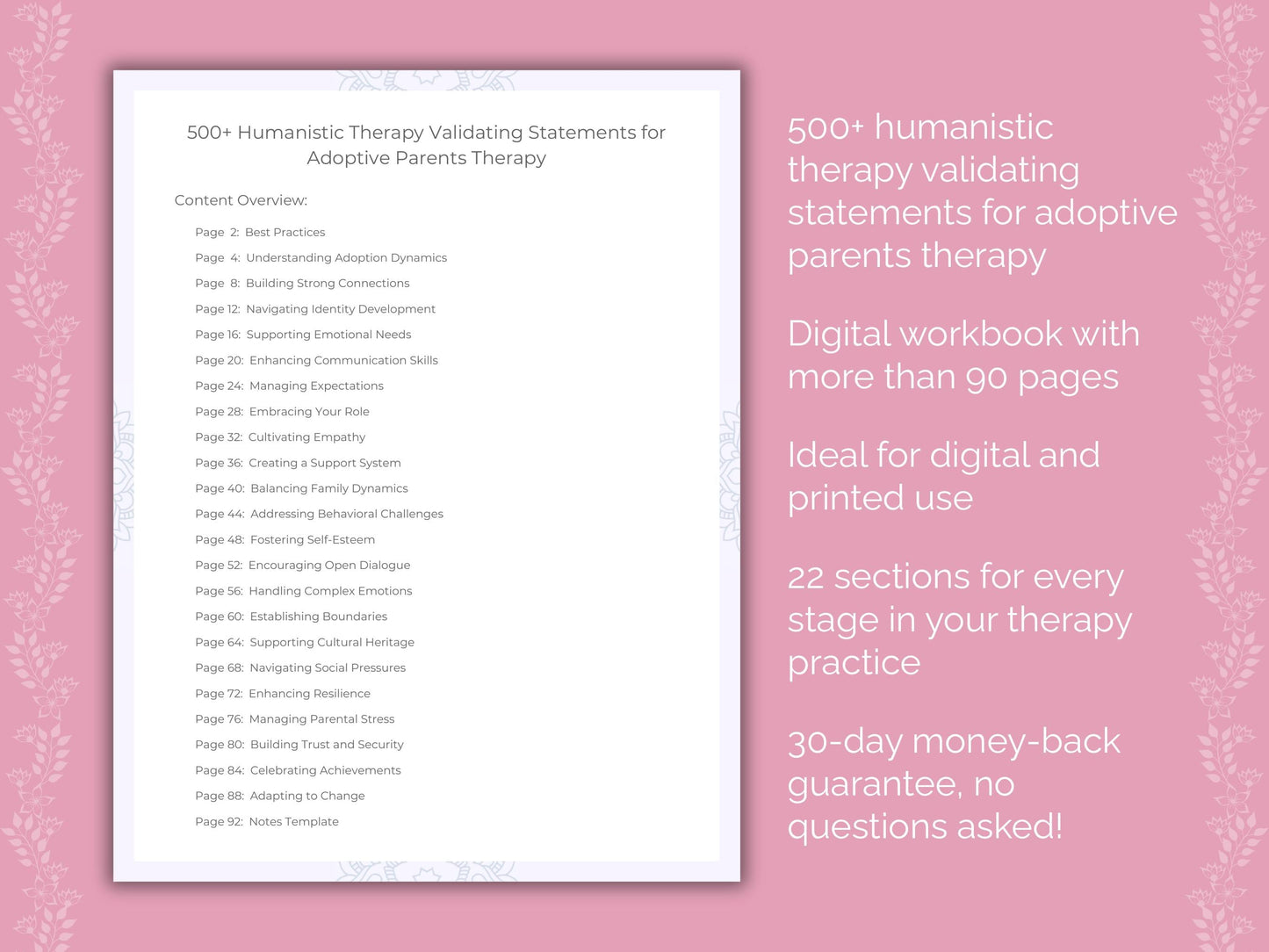 Adoptive Parents Humanistic Therapy Therapist Worksheets