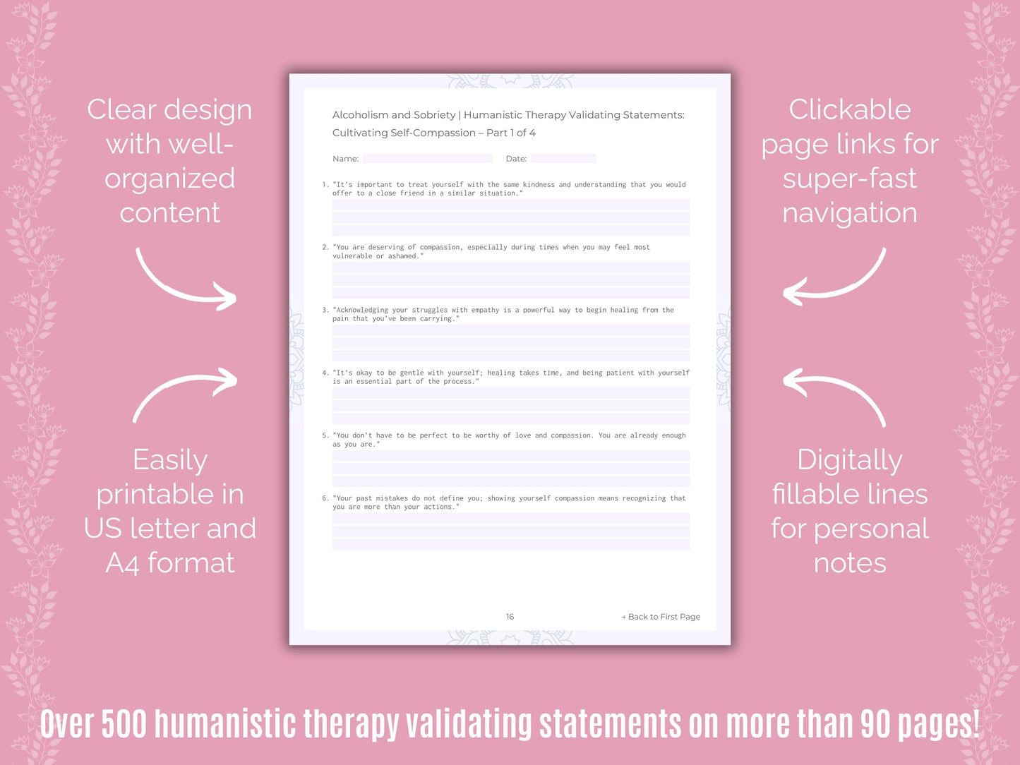 Alcoholism and Sobriety Humanistic Therapy Counseling Templates