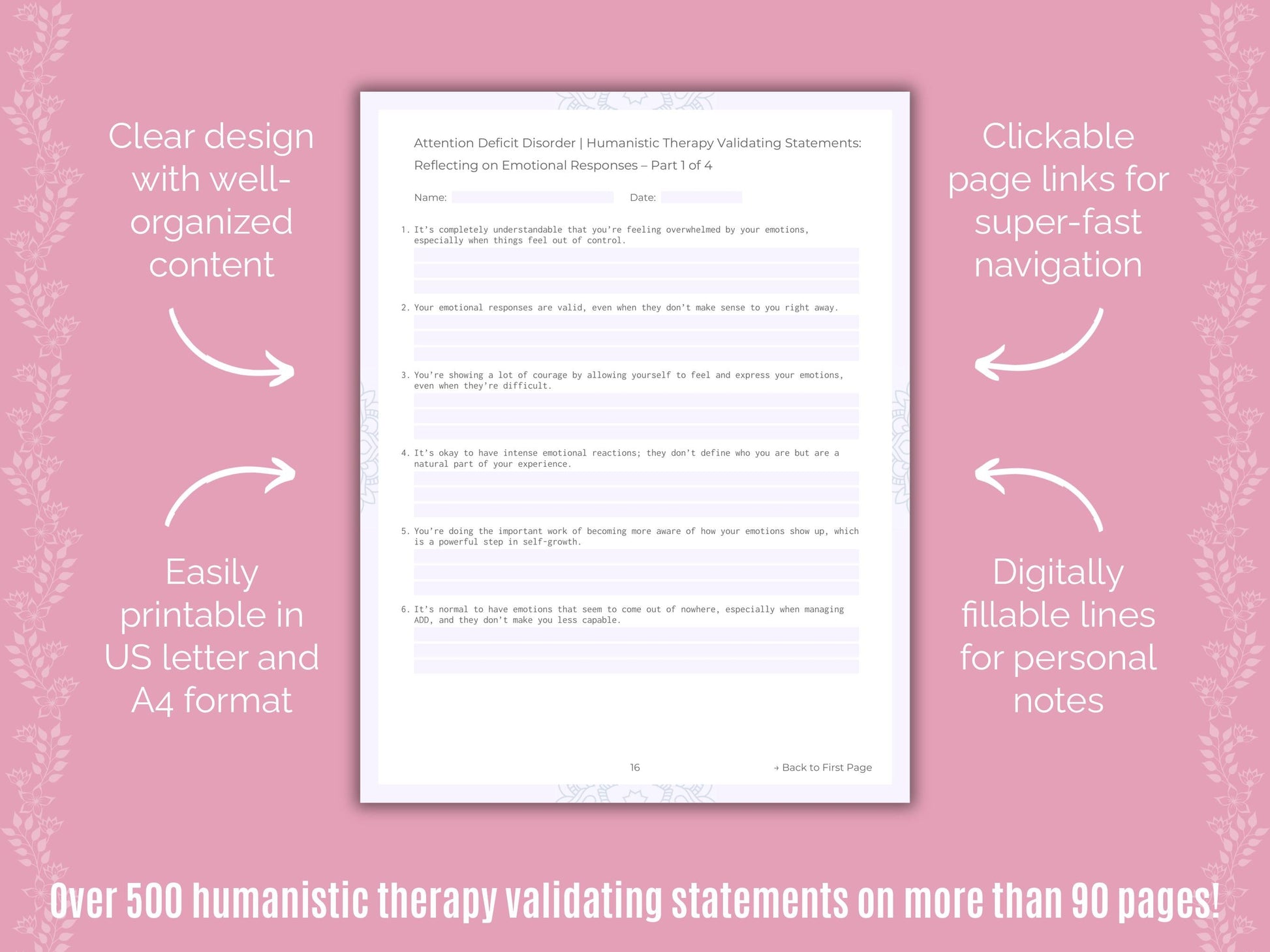 Attention Deficit Disorder (ADD) Humanistic Therapy Counseling Templates