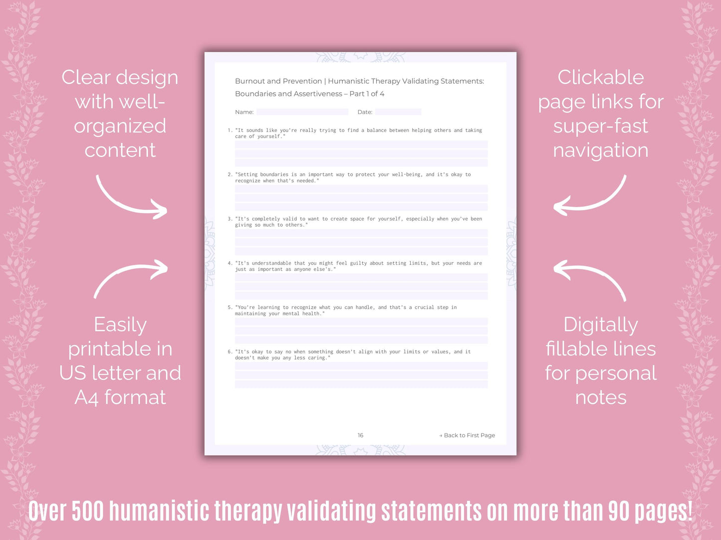 Burnout and Prevention Humanistic Therapy Counseling Templates